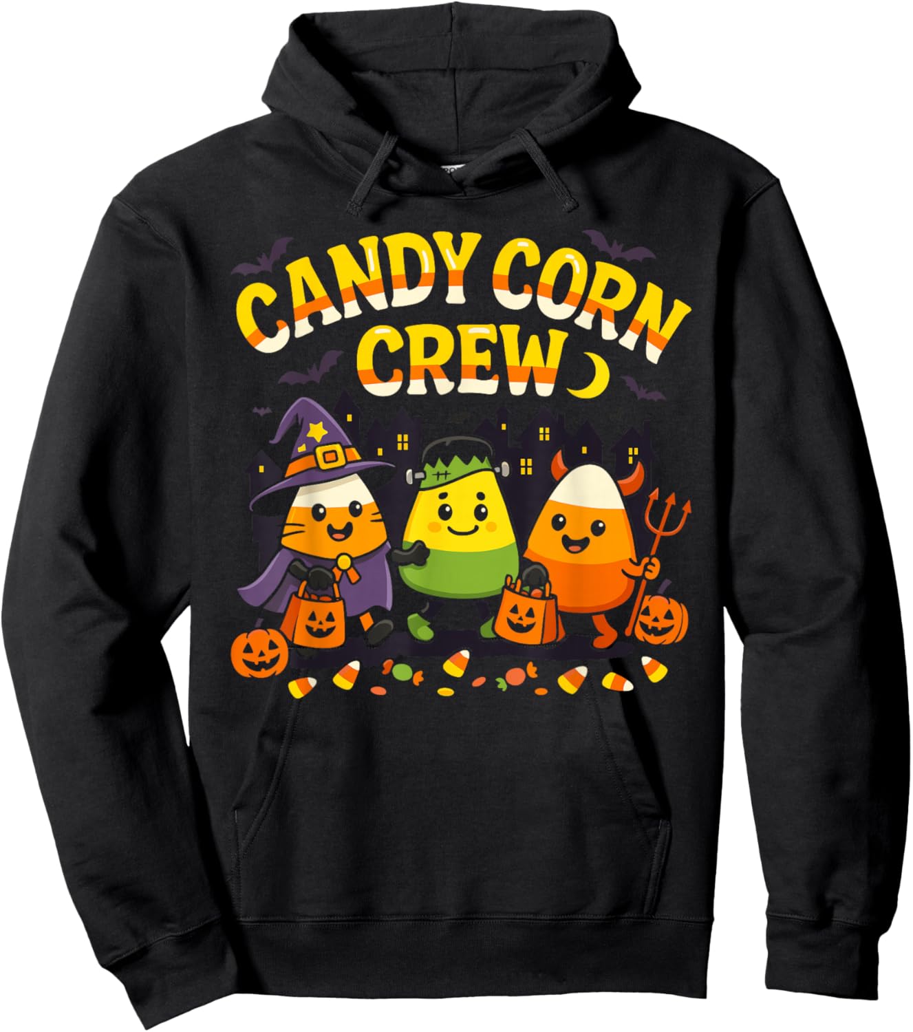 Cute Candy Corn Crew Halloween Matching Family Hoodie - Hoodie | Black