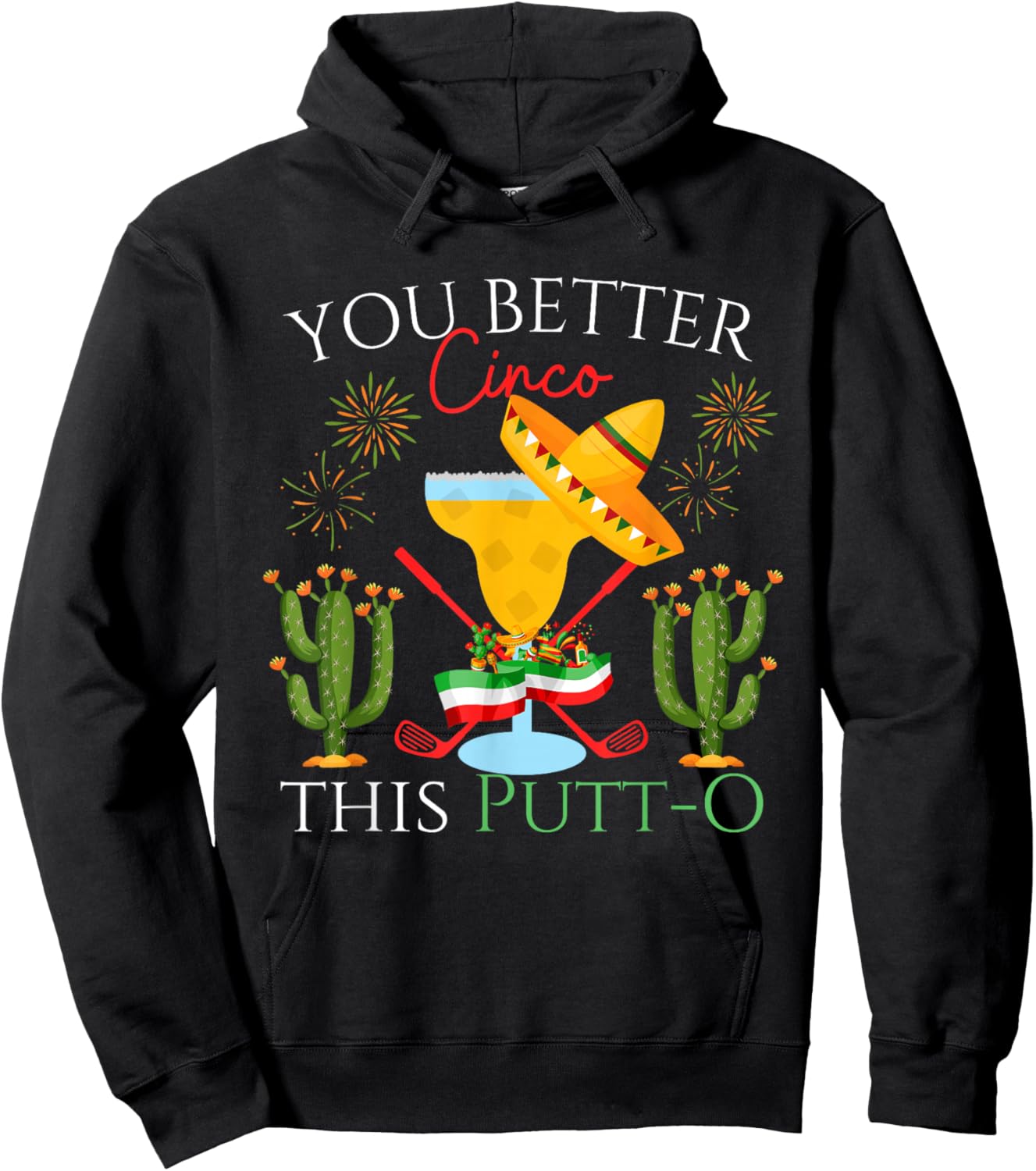 Cinco De Mayo Golf Golfer Drinking Margaritas Tequila Hoodie - Hoodie | Black