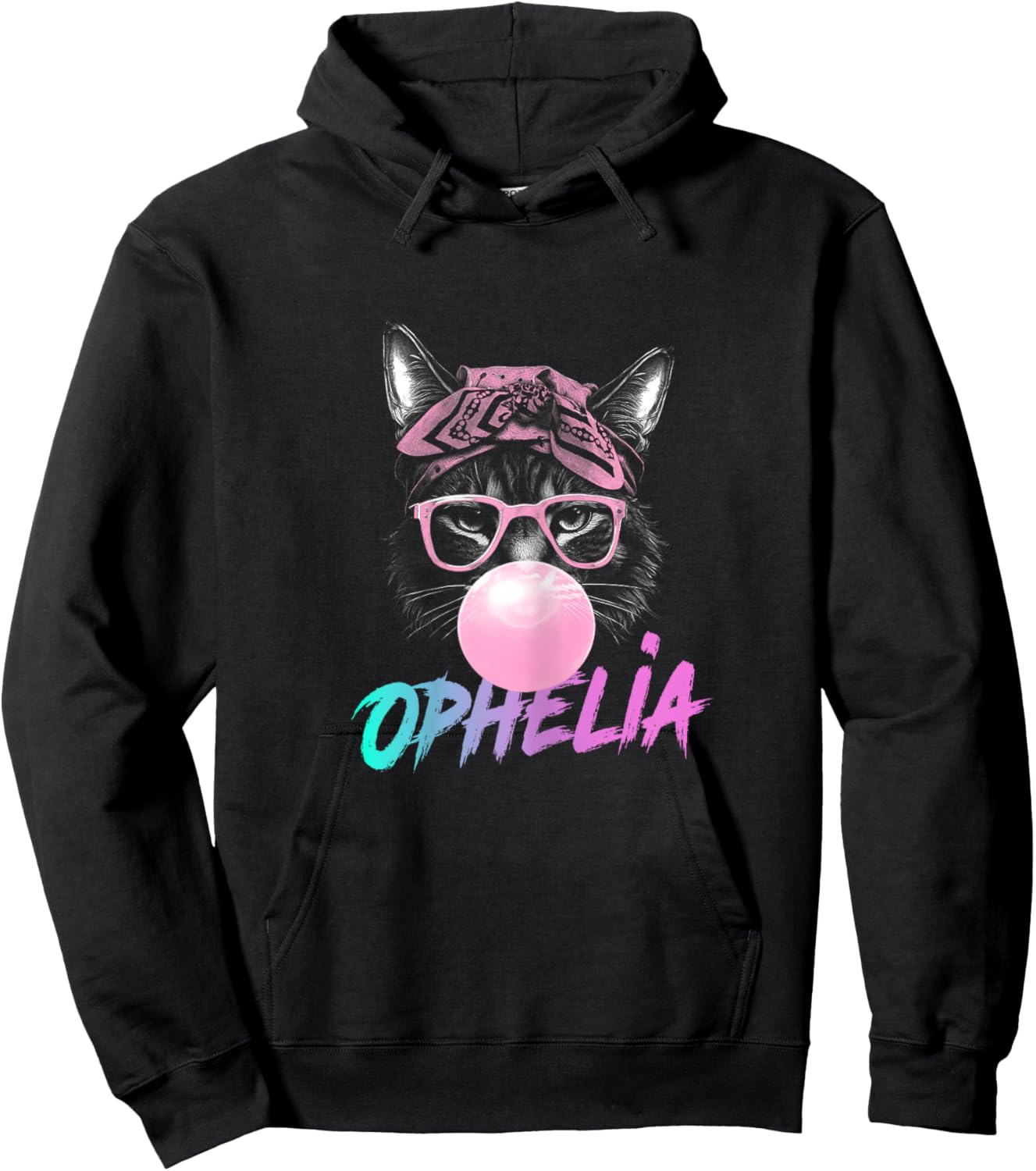 OPHELIA - Adorable girl name with cute Cat Hoodie - Hoodie | Black
