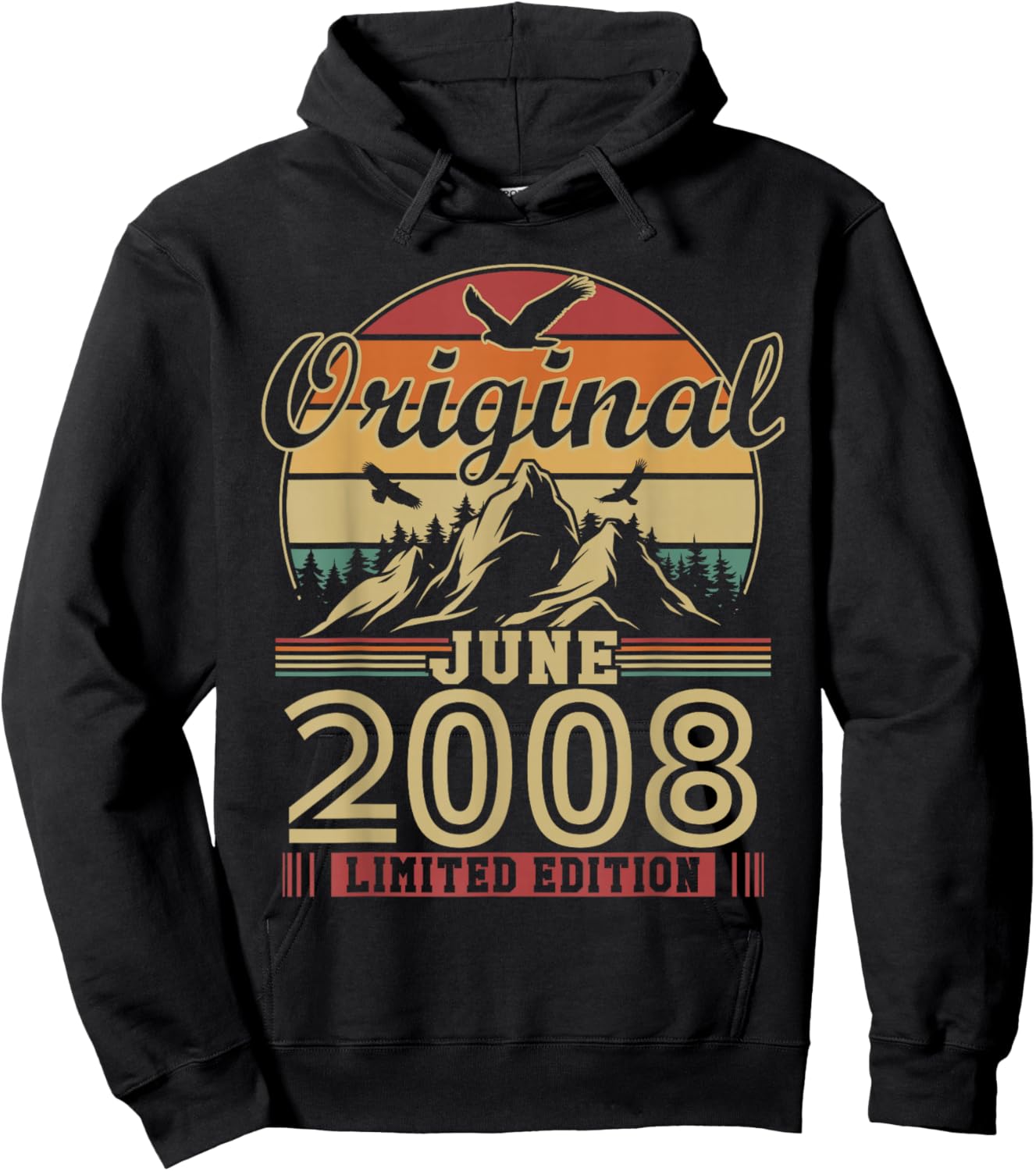 Vintage Cadeau Anniversaire 18 Ans pour Né en Juin 2008 Hoodie - Hoodie | Black