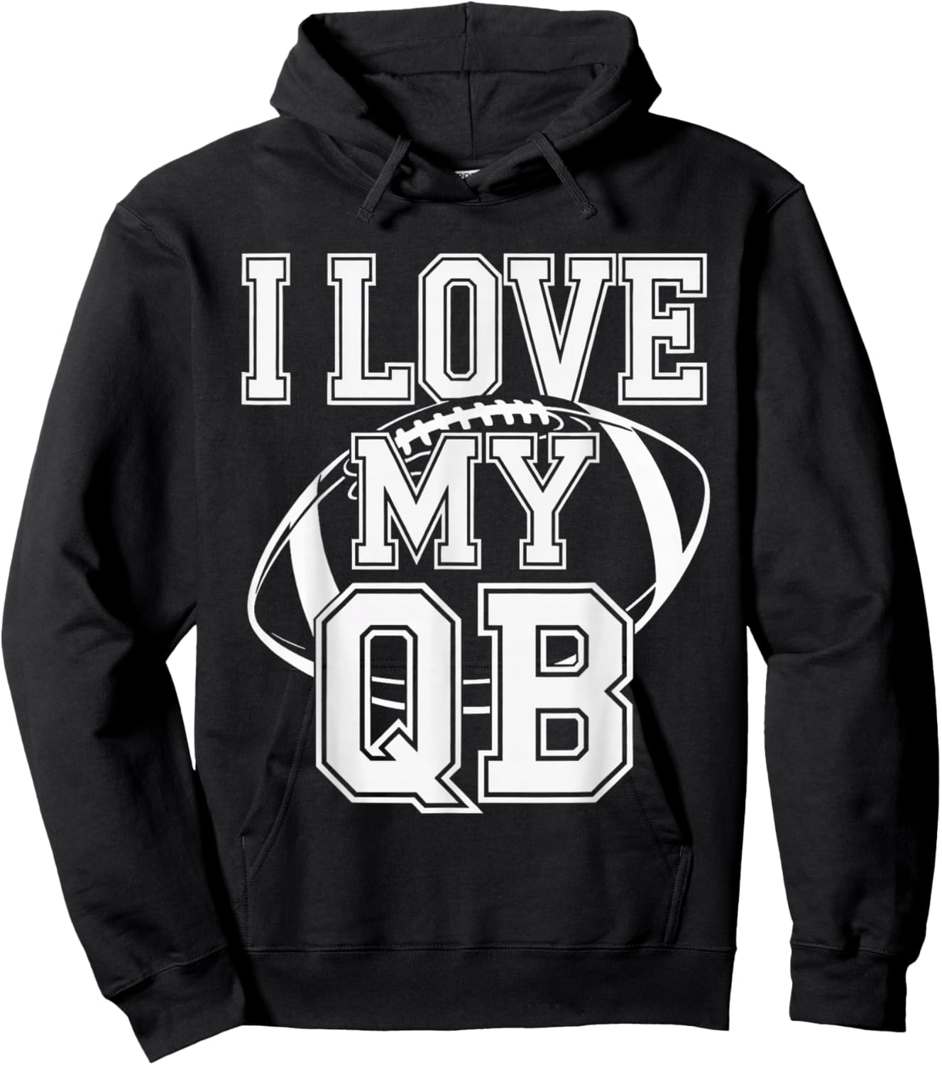 I Love My QB Football Girlfriend Quarterback Hoodie - Hoodie | Black