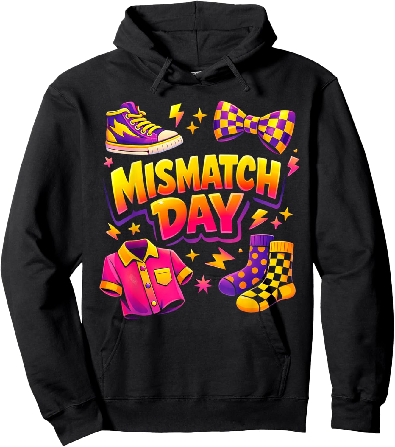 Mismatch Day Summer Wacky Mismatch Day Tacky Day Funny Hoodie - Hoodie | Black