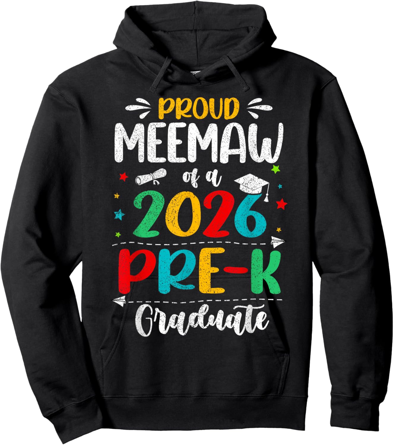 Proud Meemaw of A 2026 Pre K Graduate Boy Girl Kids Hoodie - Hoodie | Black
