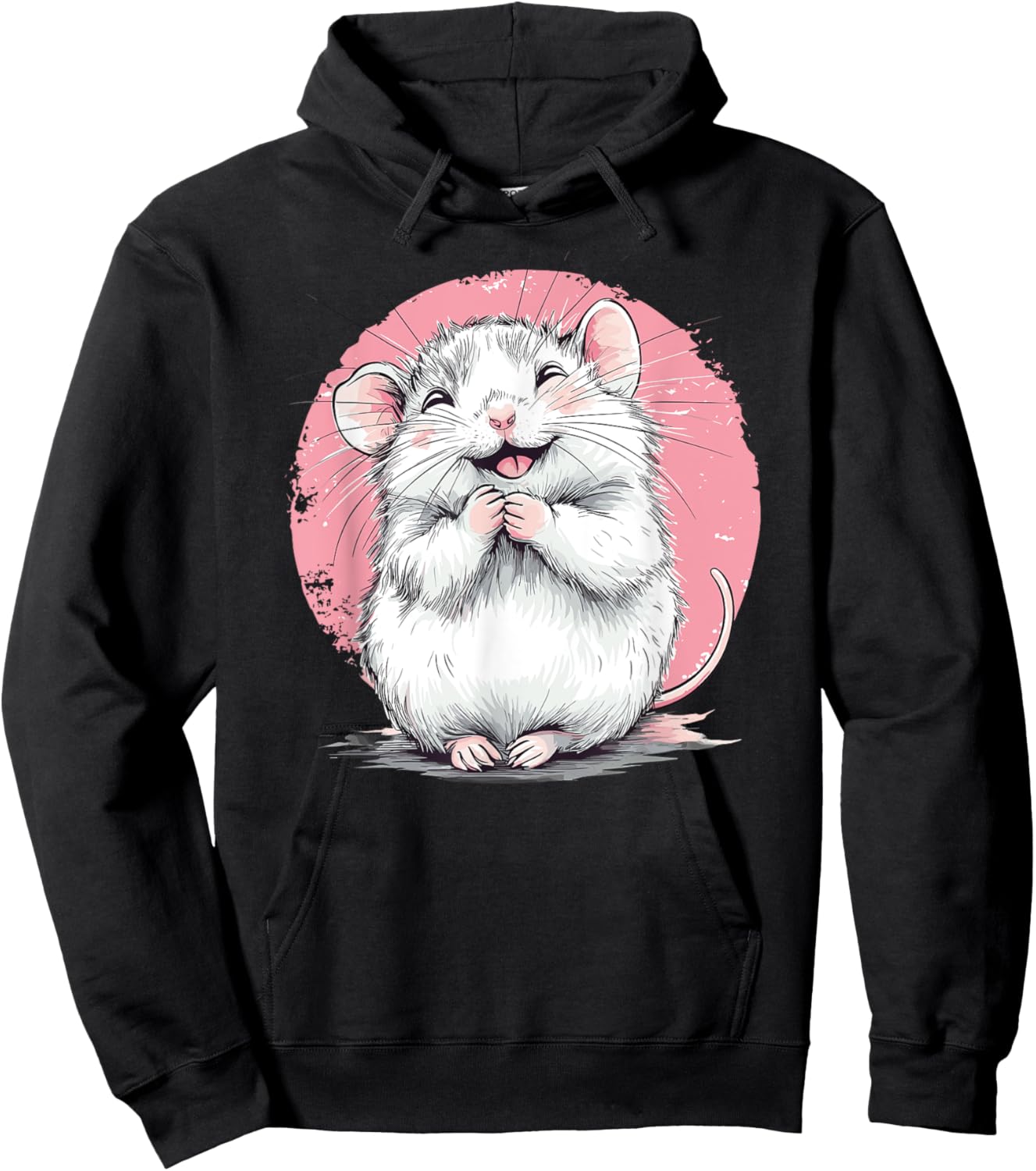Adorable Mouse With Happy Face Hoodie - Hoodie | Black