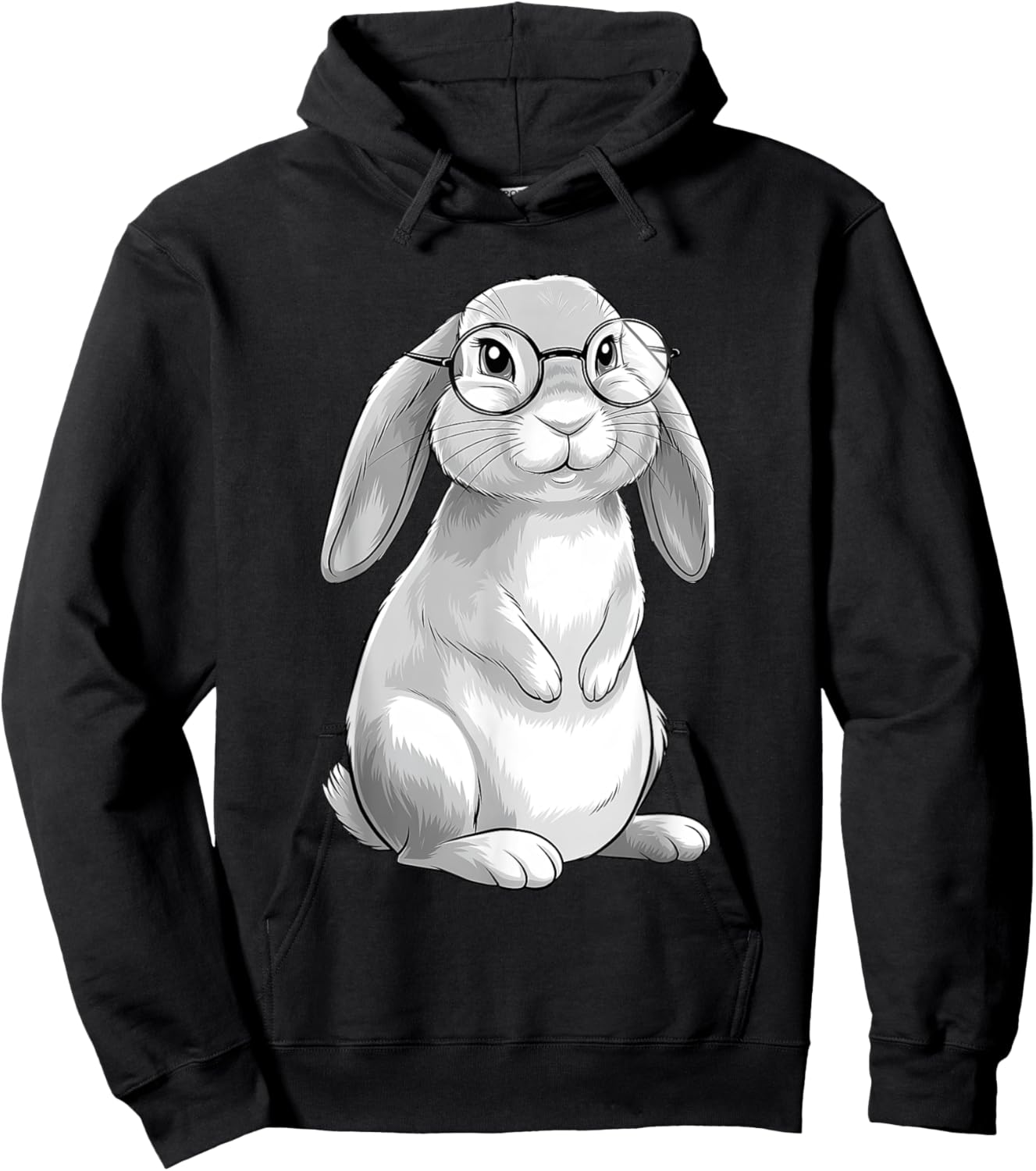 Cute Bunny Geek Nerd Rabbit Hipster Girls Teens Kids Hoodie - Hoodie | Black