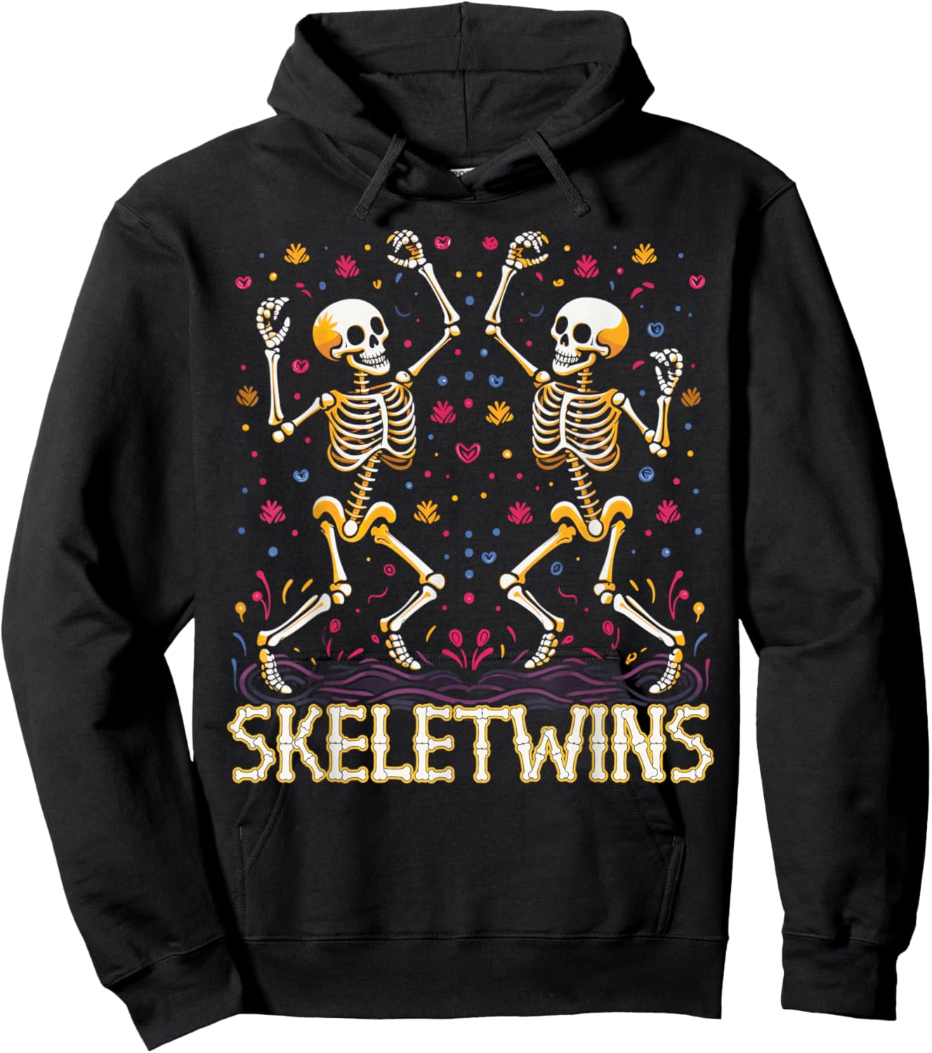 Dancing Skeletons Twins Halloween Matching Skeletwins Hoodie - Hoodie | Black