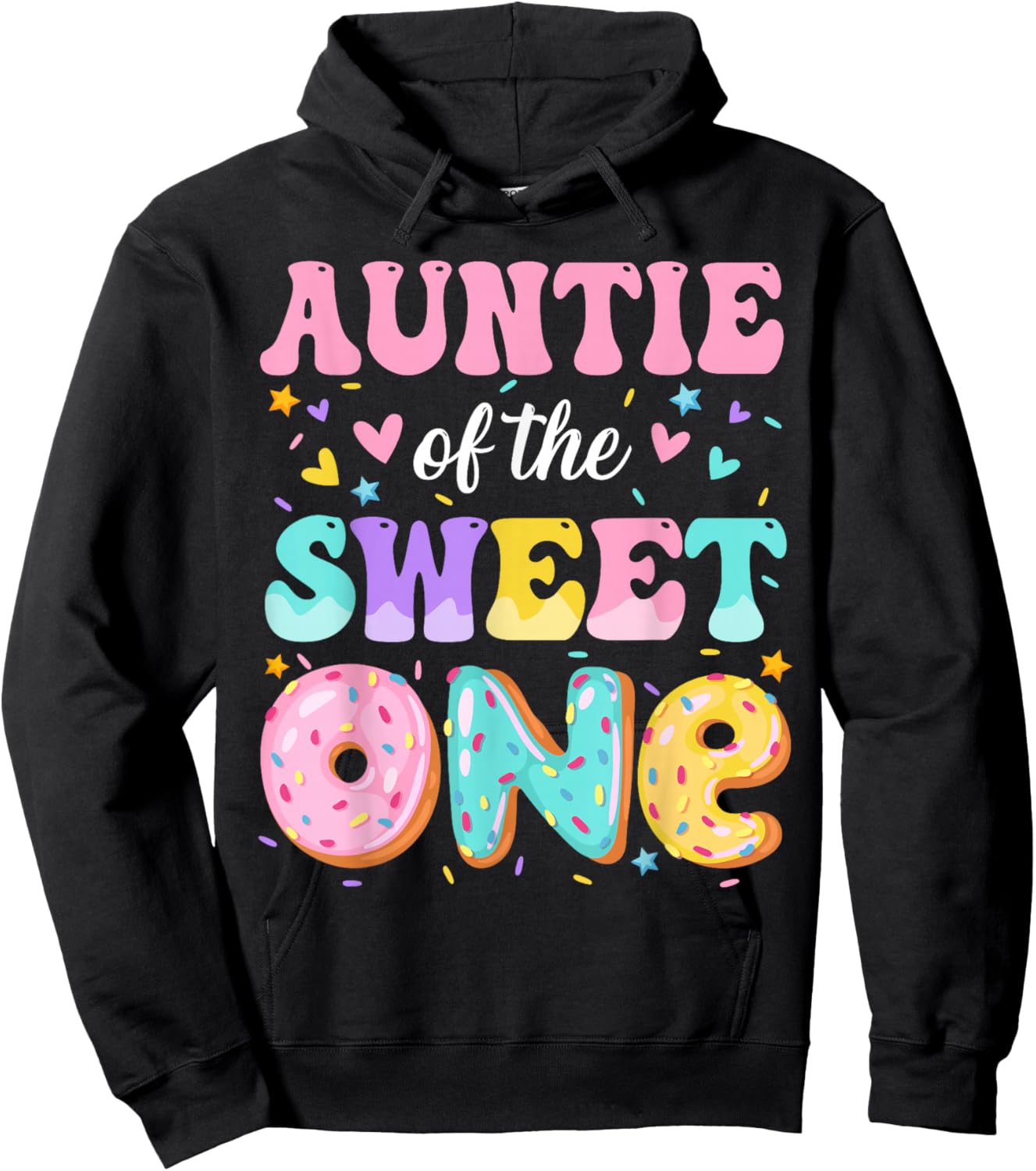 Auntie of The Sweet One 1st Birthday Donut Bday Party Hoodie - Hoodie | Black