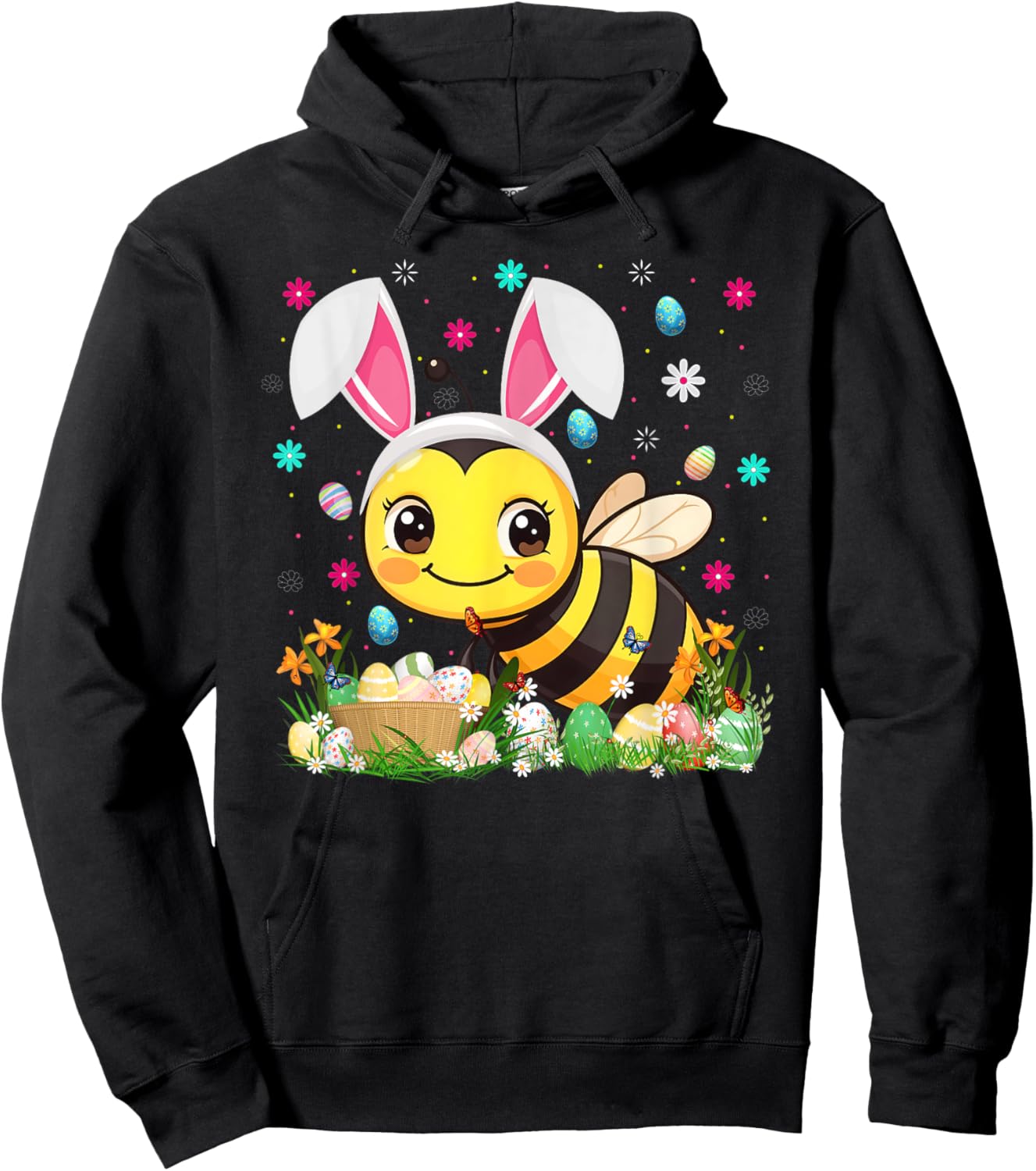 Bumble Bees Easter Egg Hunt Bunny Ear Bumble Bees Easter Hoodie - Hoodie | Black