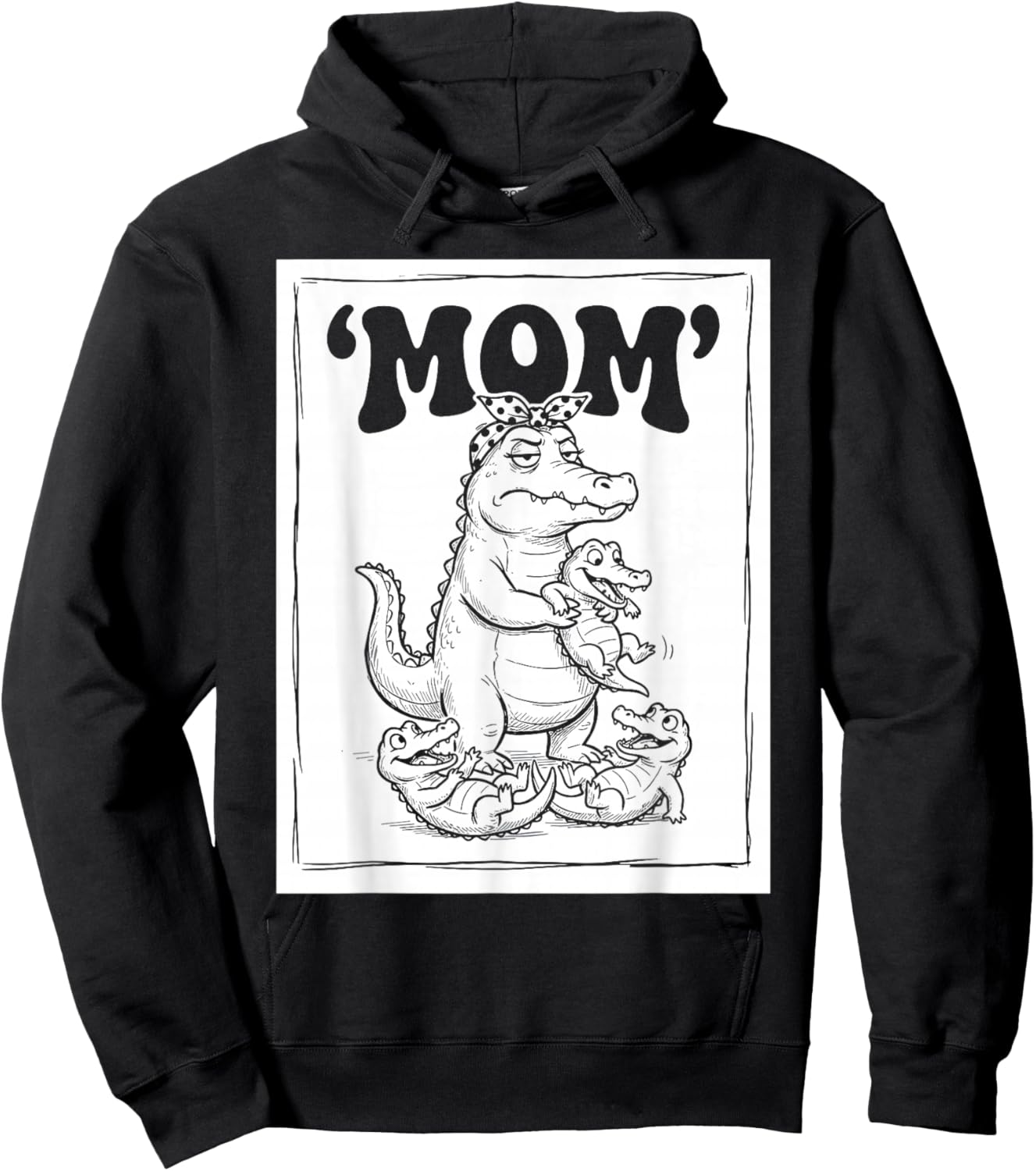 Funny Alligator Mom Mama Kids Girls Mothers Day Hoodie - Hoodie | Black