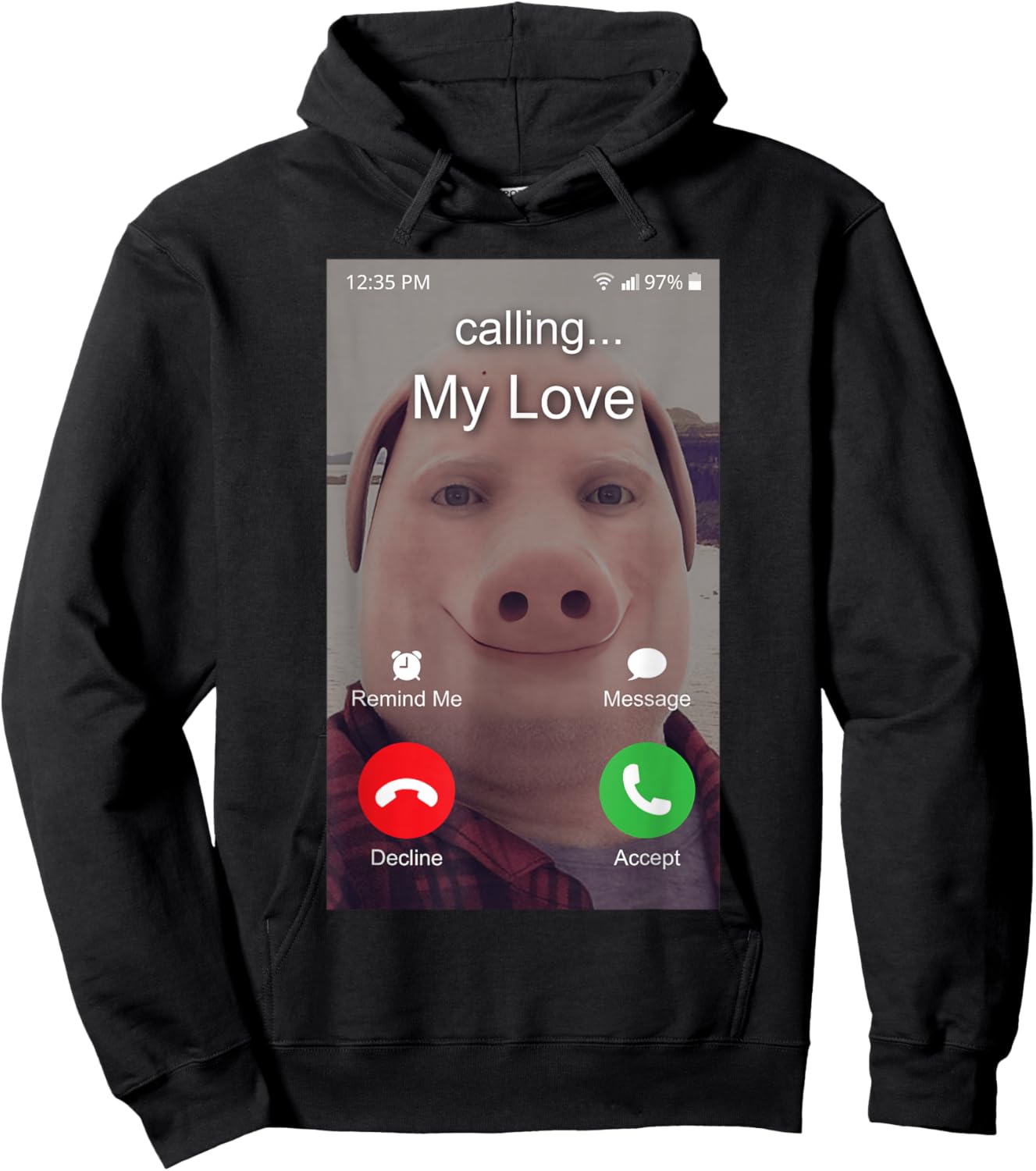 John Pork is Calling Funny Meme Silly My Love Phone Call Hoodie - Hoodie | Black
