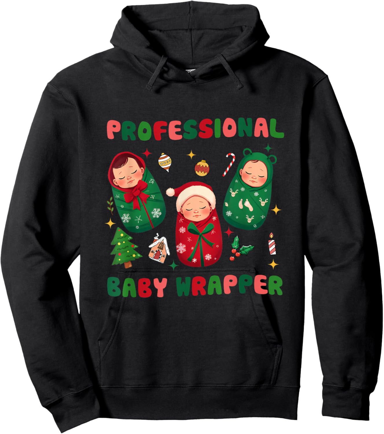 Professional Baby Wrapper NICU Mother Baby Nurse Christmas Hoodie - Hoodie | Black