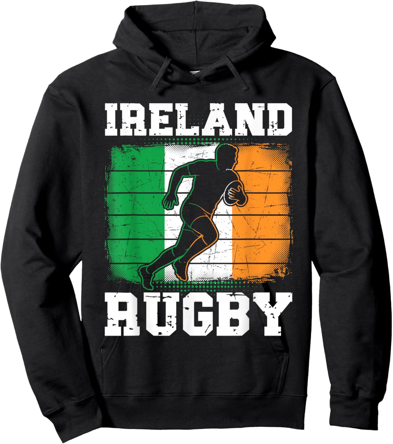 Ireland Rugby Player Irish Flag Grunge Sports Design Hoodie - Hoodie | Black