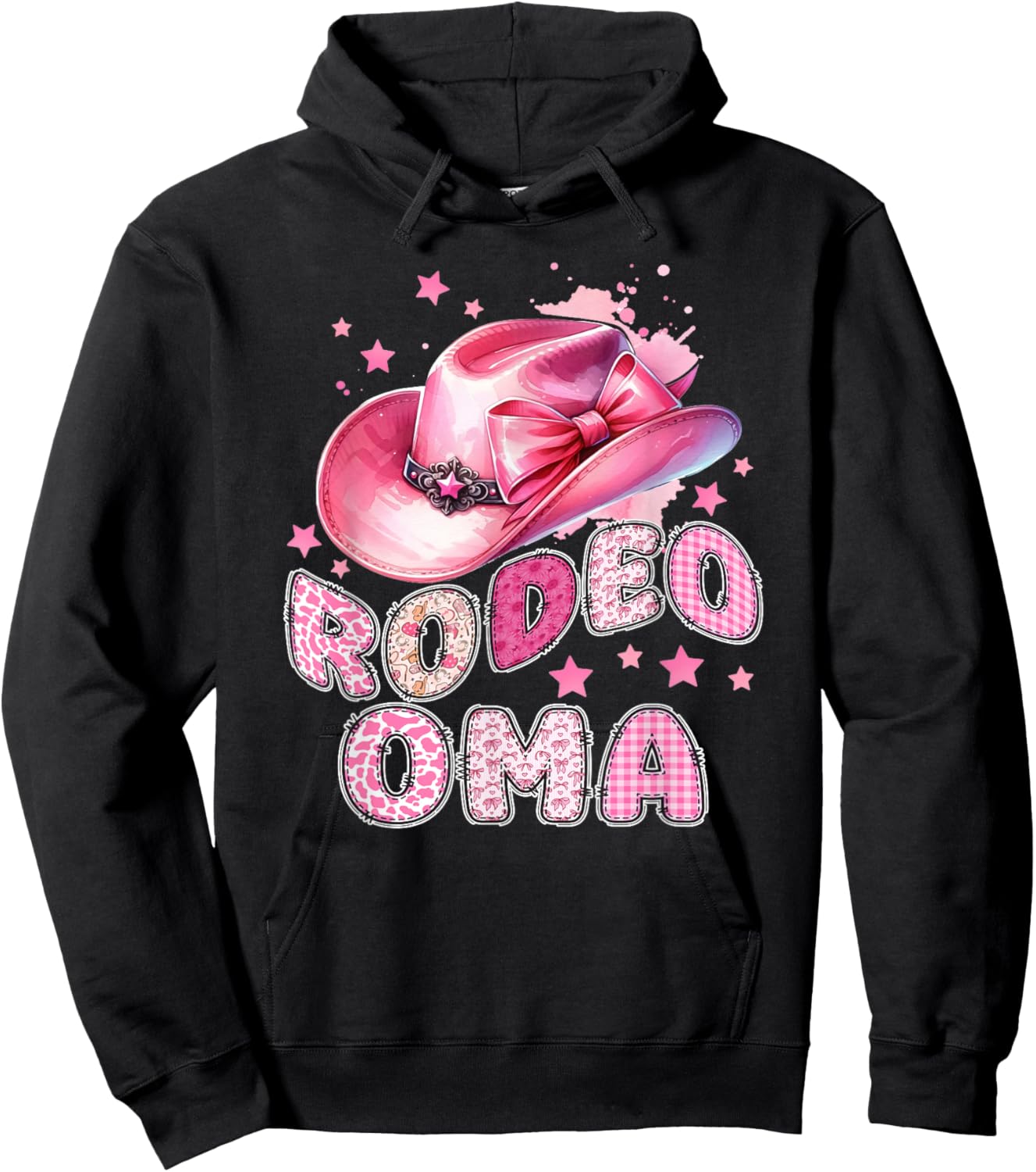 Rodeo Oma Pink Cowgirl 1St Birthday Family Matching Hoodie - Hoodie | Black