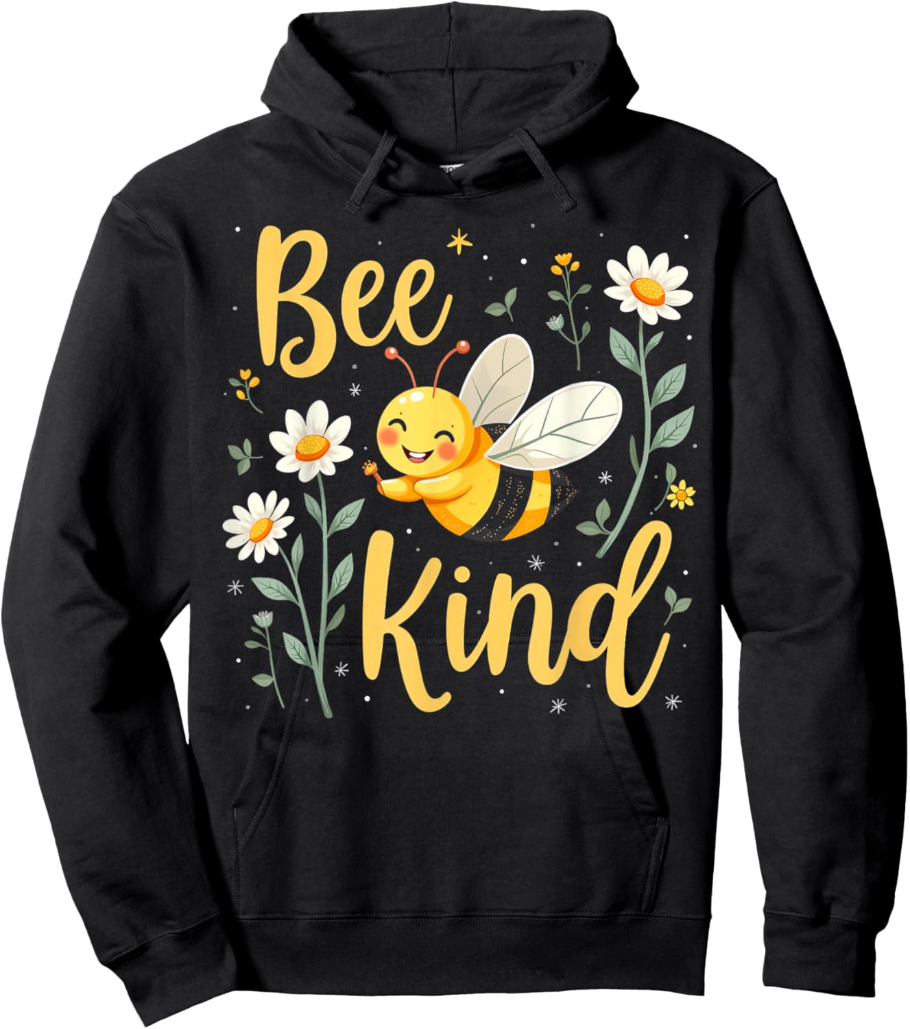 Bee Kind Cute bee with Flower Kindness Hoodie - Hoodie | Black