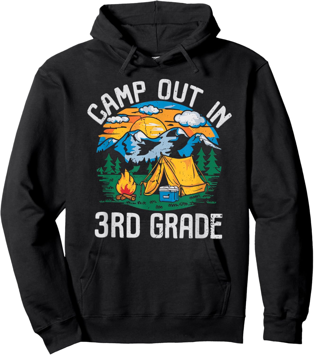 Camp out In 3rd Grade Funny Camping Nature Back to School Hoodie - Hoodie | Black