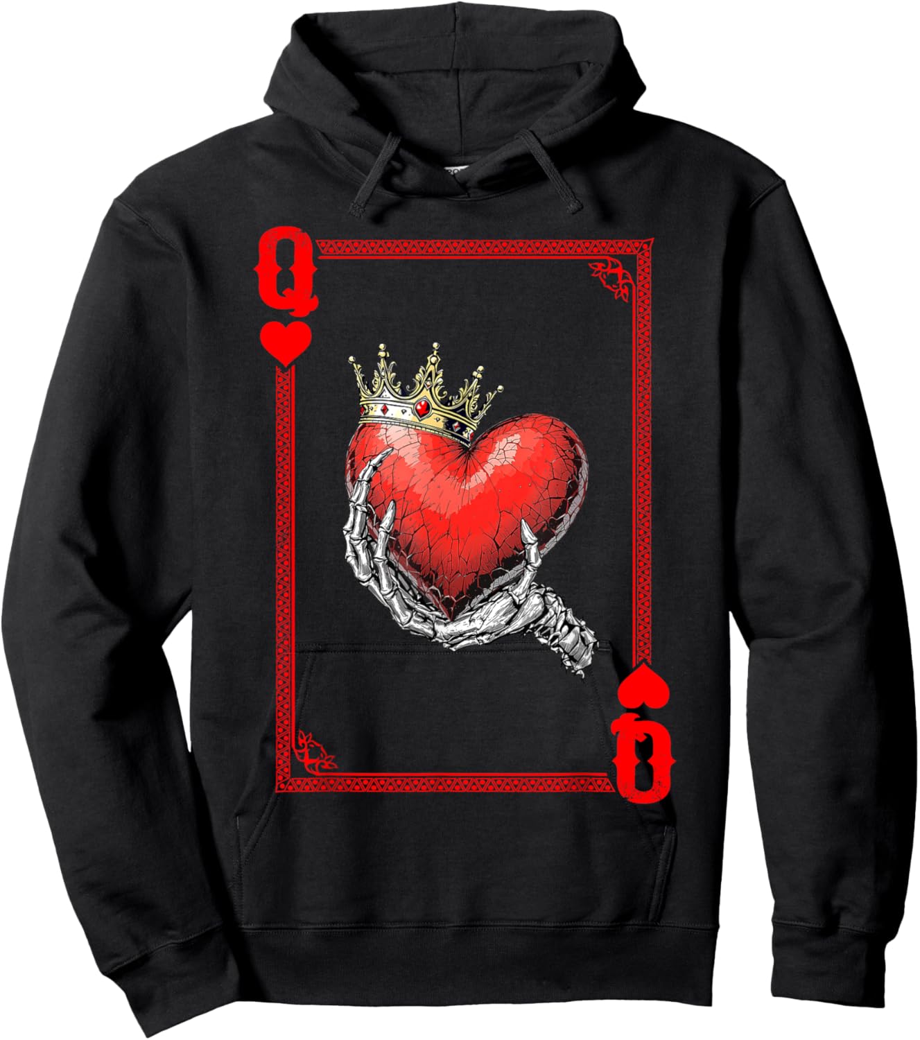 Queen King Of Hearts Playing Card Couple Matching Valentine Hoodie - Hoodie | Black