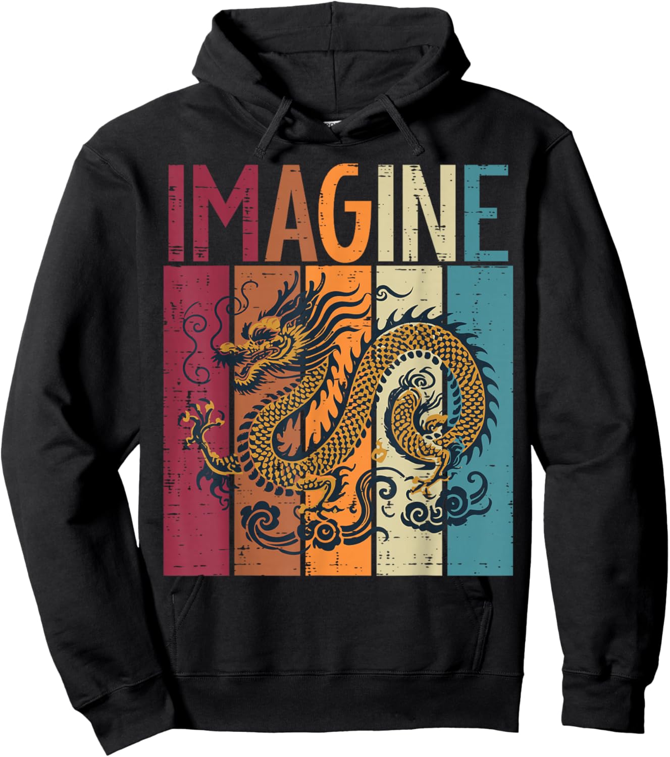 Japanese Dragon Imagine Retro Fantasy Mythical Men Women Child Hoodie - Hoodie | Black