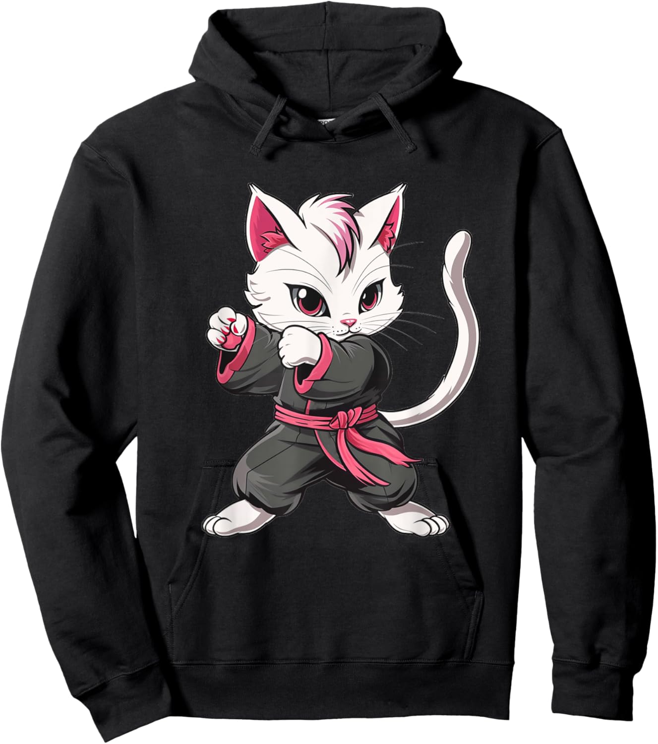 Karate Taekwondo Funny Cat Jiu Jitsu Women Girls MMA Hoodie - Hoodie | Black