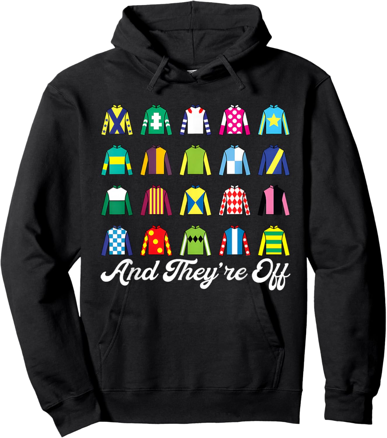 And They're Off Horse Racing Derby Day Funny Silks Jockey Hoodie - Hoodie | Black
