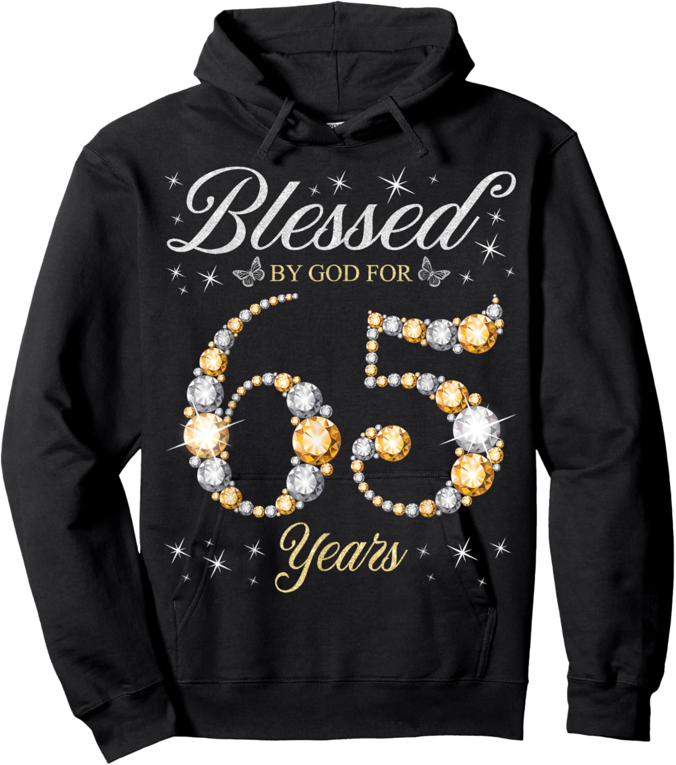 Blessed By God For 65 Years Old 65th Birthday Party Hoodie - Hoodie | Black
