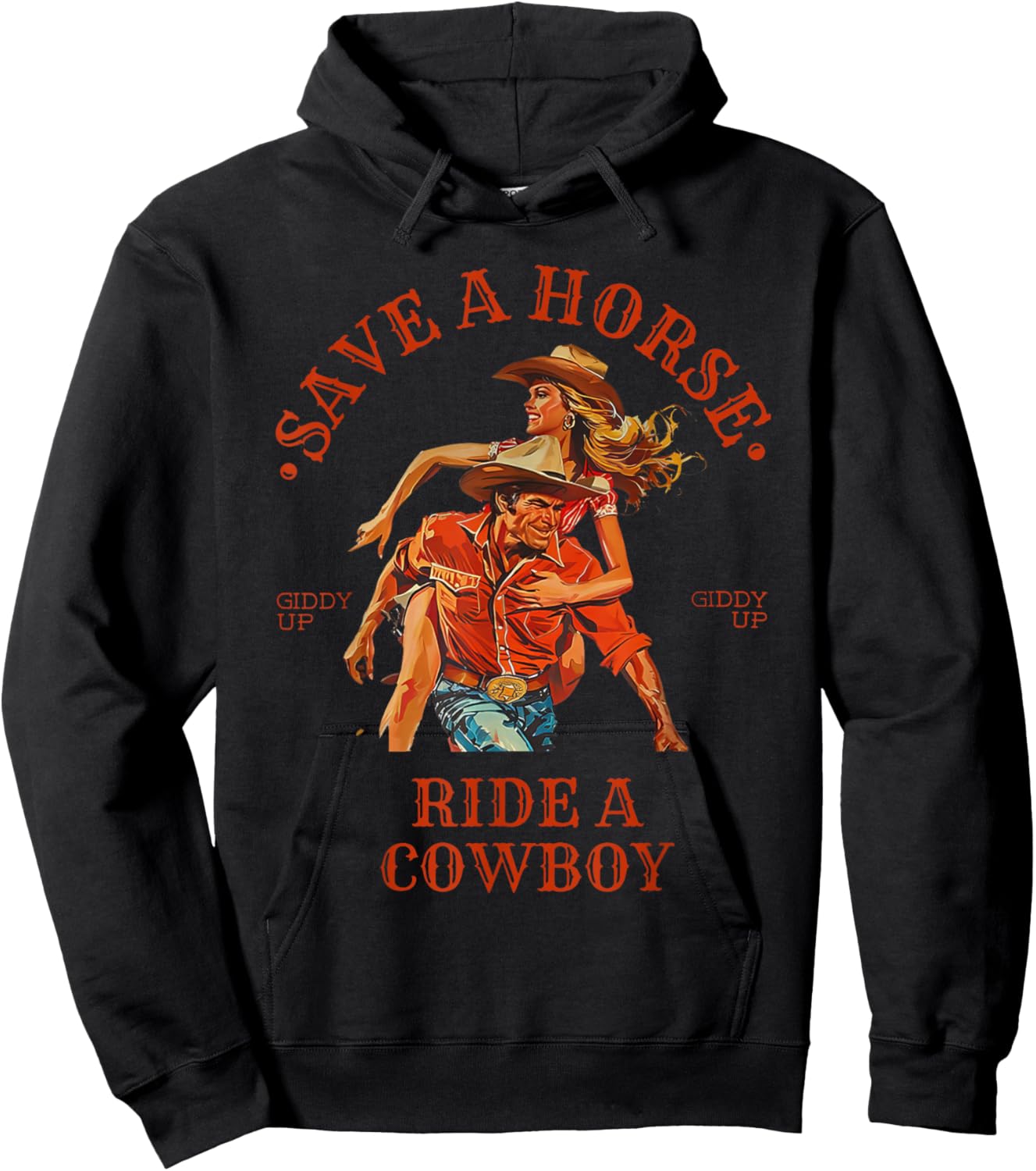 Save A Horse Ride A Cowboy Retro Vintage Hoodie - Hoodie | Black