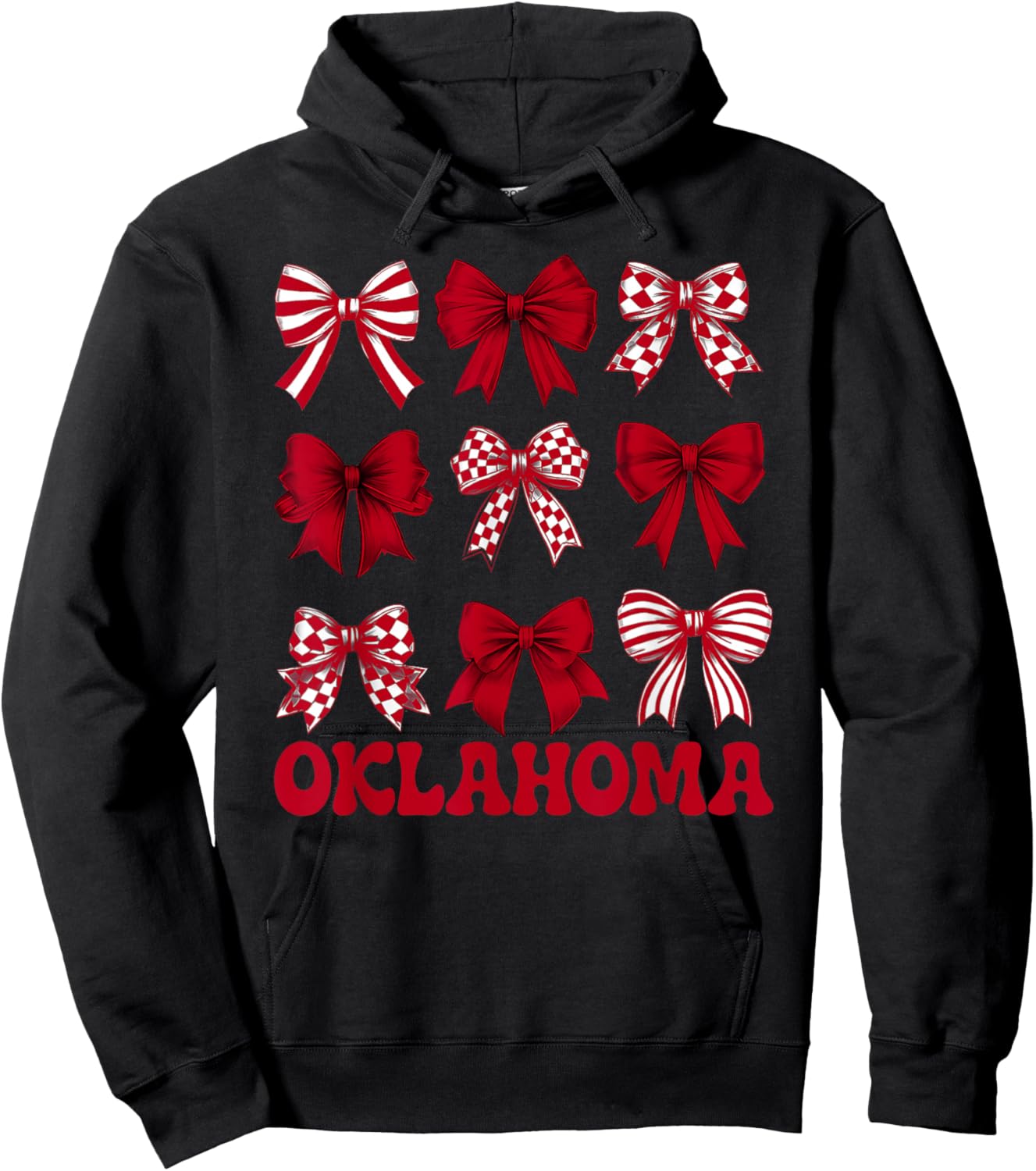 Oklahoma Groovy Cute Coquette Bow Girls Kids Hoodie - Hoodie | Black