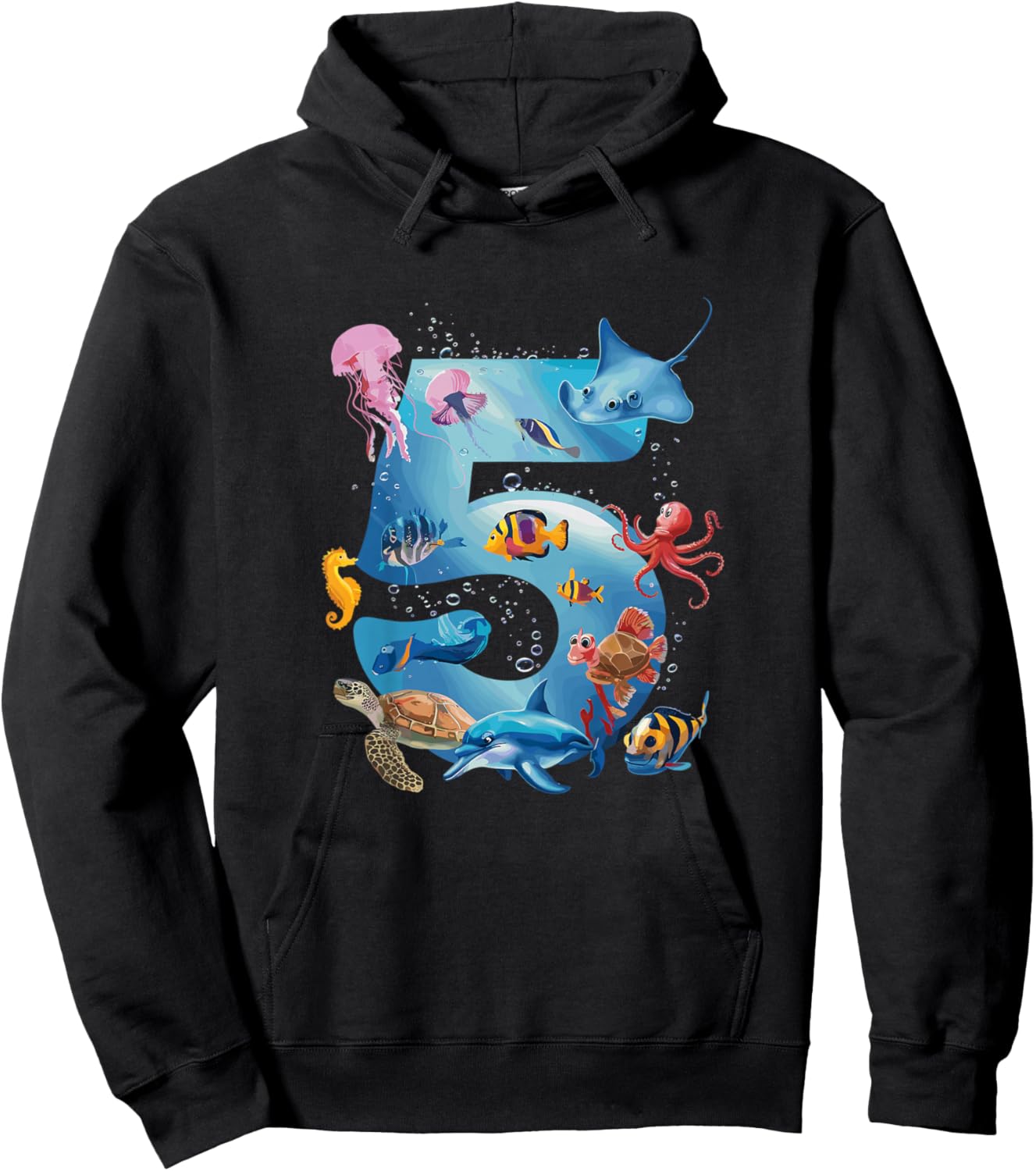 Sea Ocean Number 5rd Birthday Boys and Girls Hoodie - Hoodie | Black
