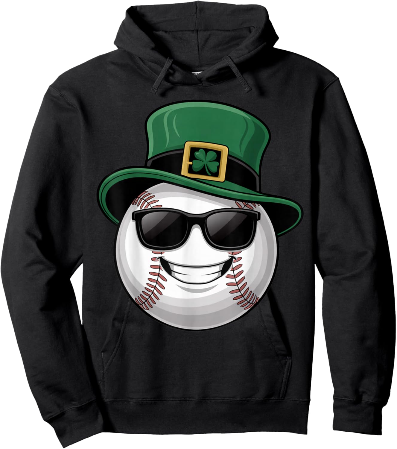 Baseball Shamrock Hat Funny St Patricks Day Hoodie - Hoodie | Black