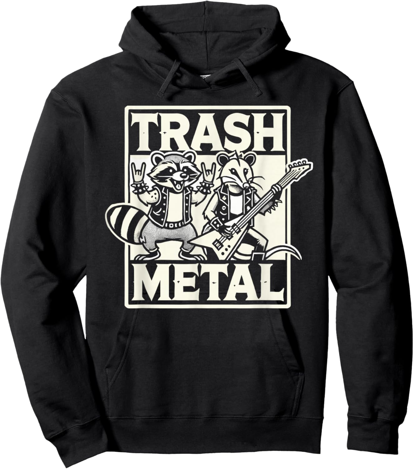 Trash Metal Funny Opossum Raccoon Band Hoodie - Hoodie | Black