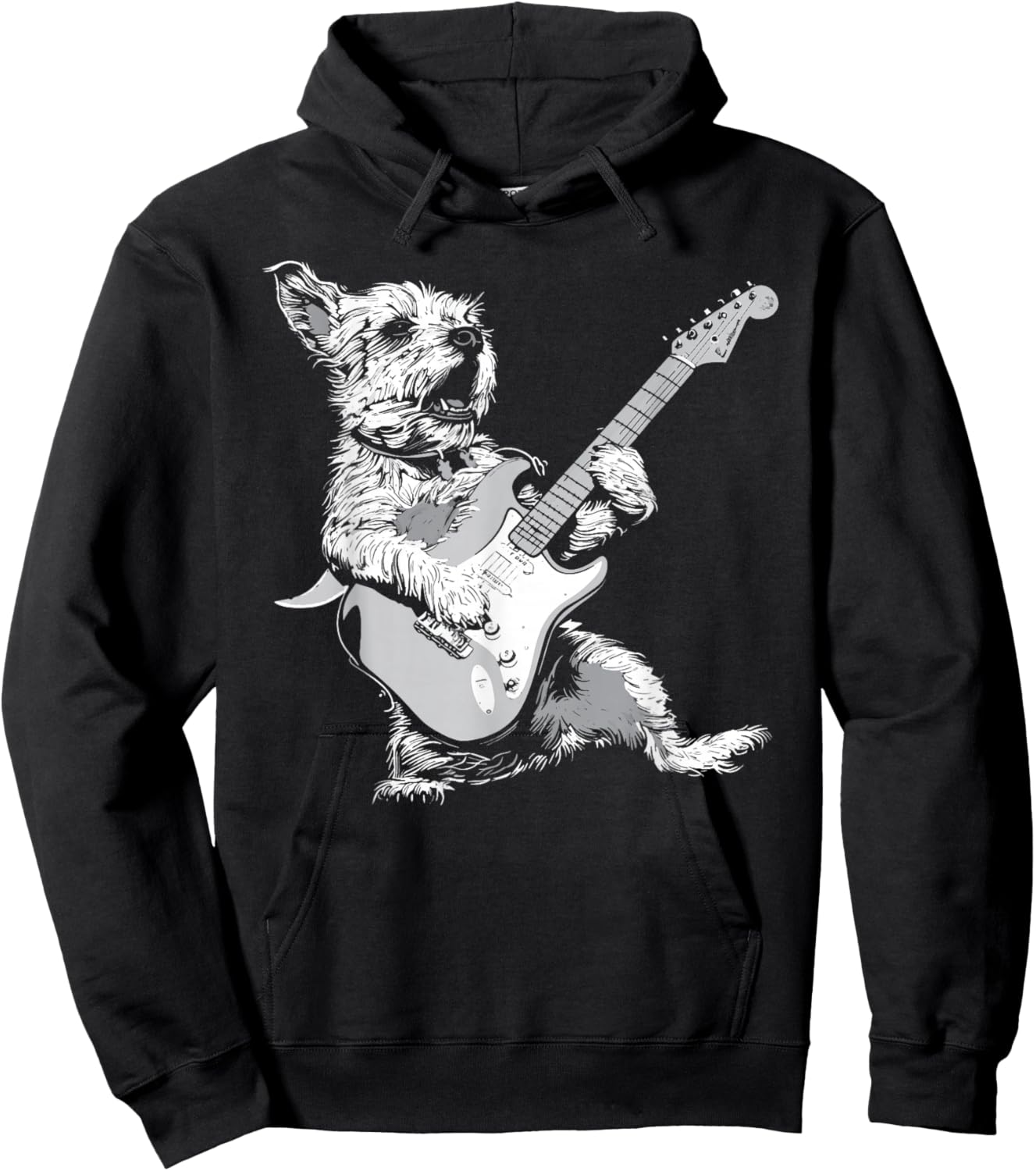 Dog Guitarist Guitar - Border Terrier Dad Mom Hoodie - Hoodie | Black