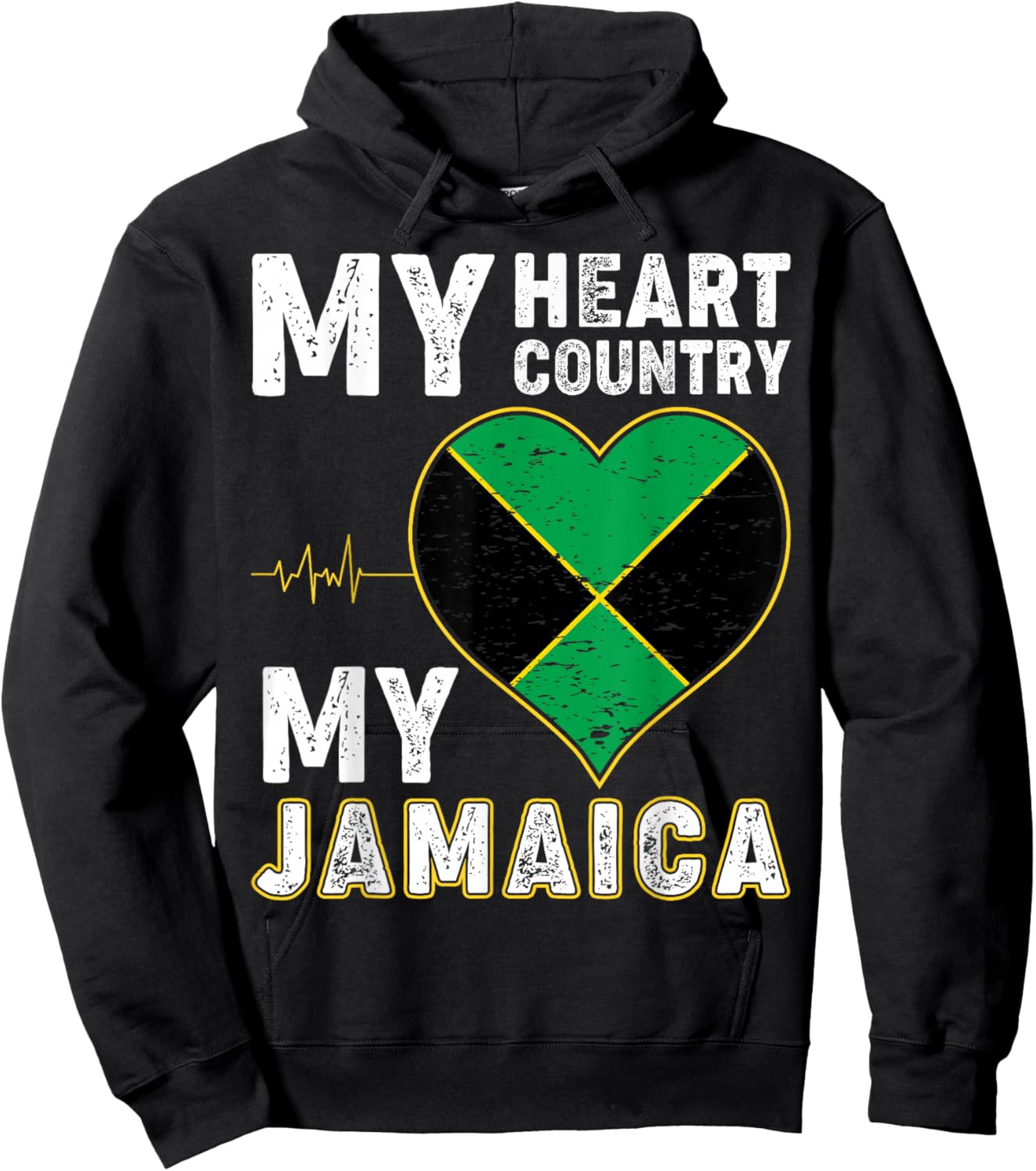 Jamaica Labour Party Jamaican Flag Heart Patriotic Vintage Hoodie - Hoodie | Black