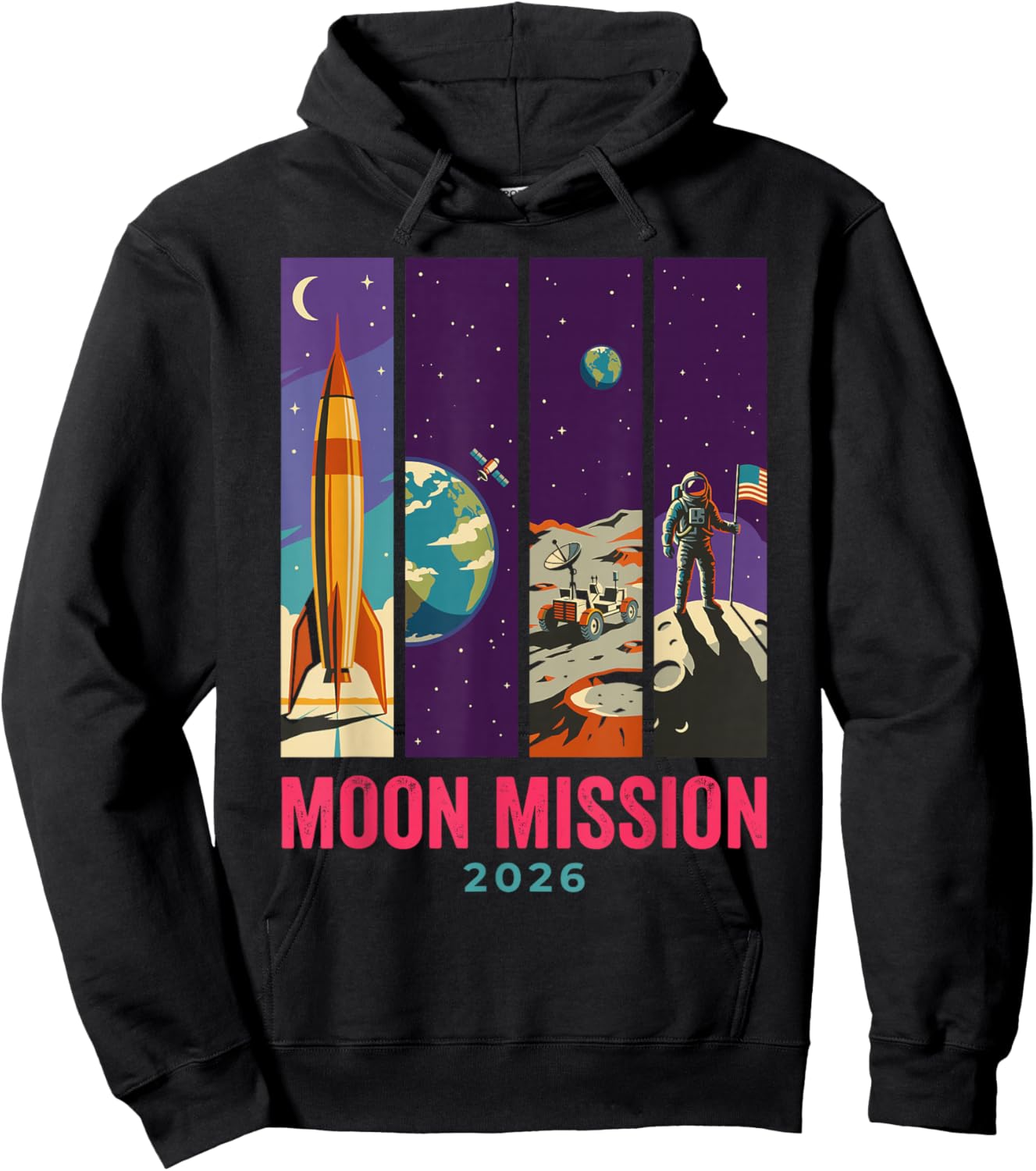 Rocket Launch and Astronaut Hoodie - Hoodie | Black