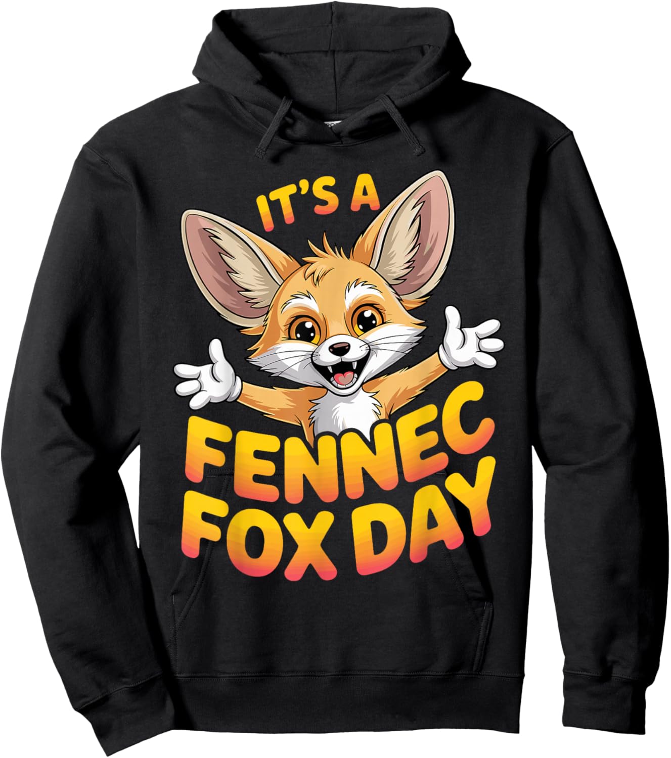 Cute Whimsical Cool Fox Playful Awesome Bright Big Fennec Hoodie - Hoodie | Black