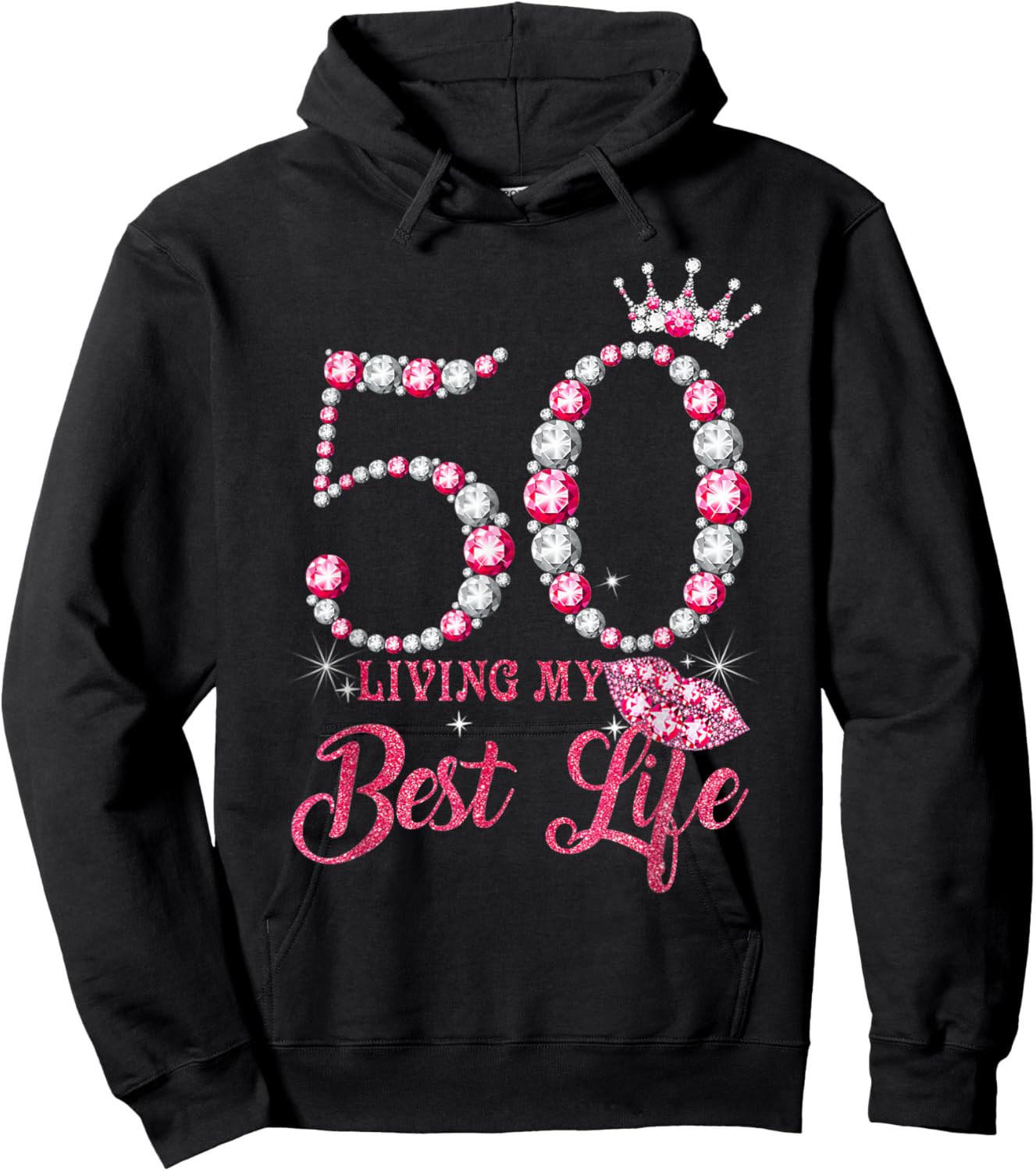 Living My Best Life 50 Years Old 50th Birthday Queen Women Hoodie - Hoodie | Black
