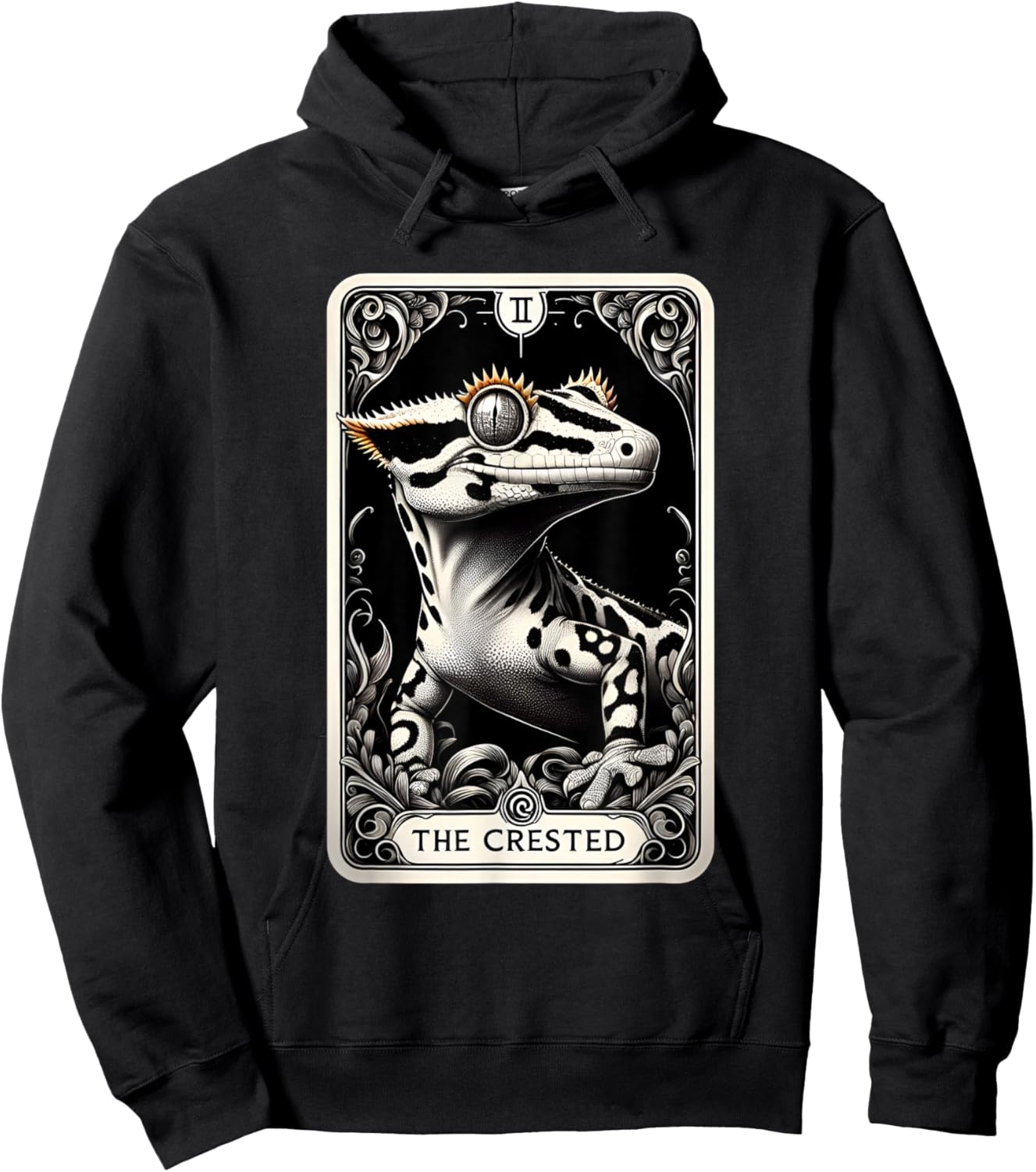 Crested Gecko Tarot Card Moon Men Women Kids Reptile Lover Hoodie - Hoodie | Black