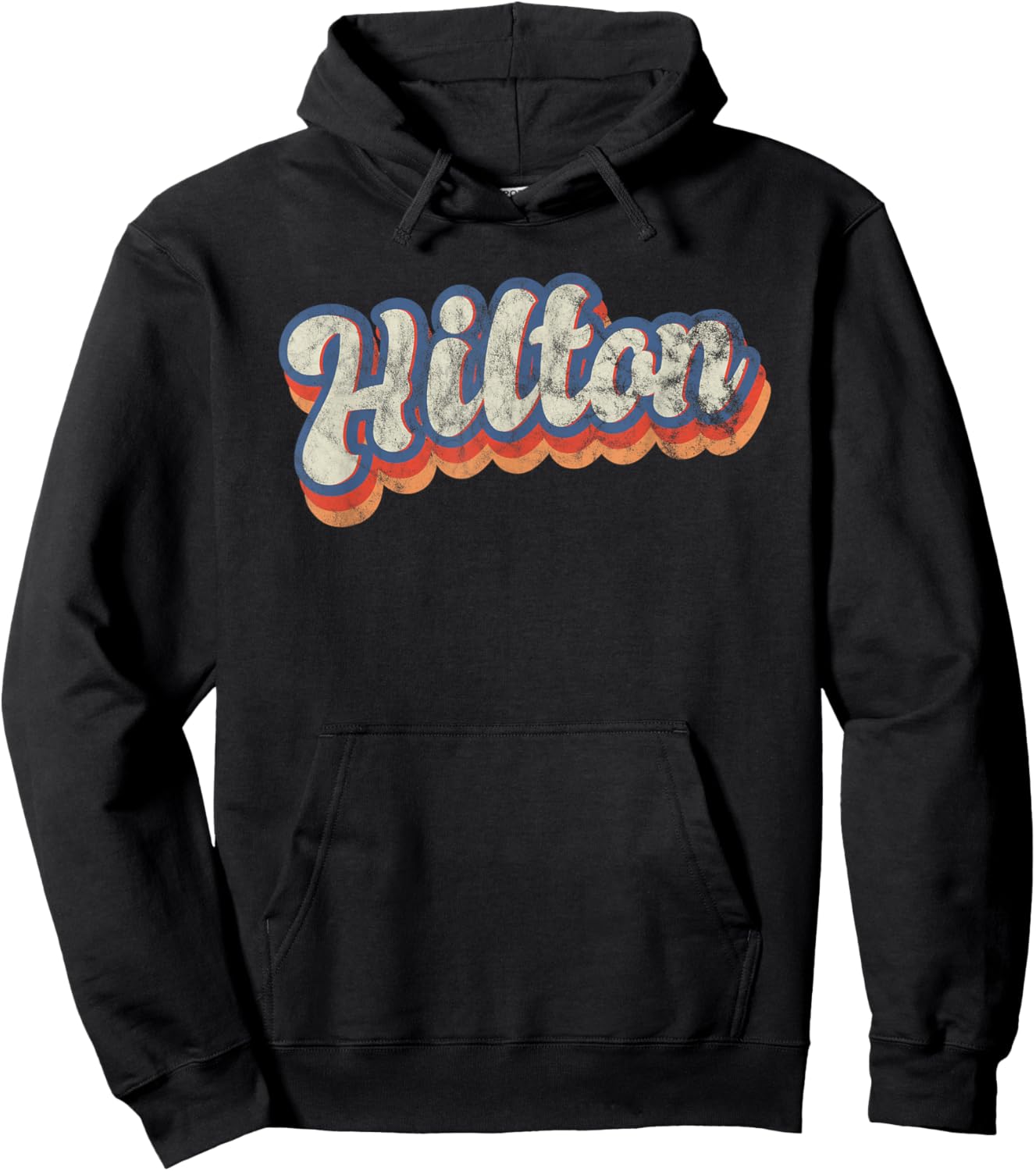 Hilton Personalized Name Shirt Custom Lettering 70's Hoodie - Hoodie | Black