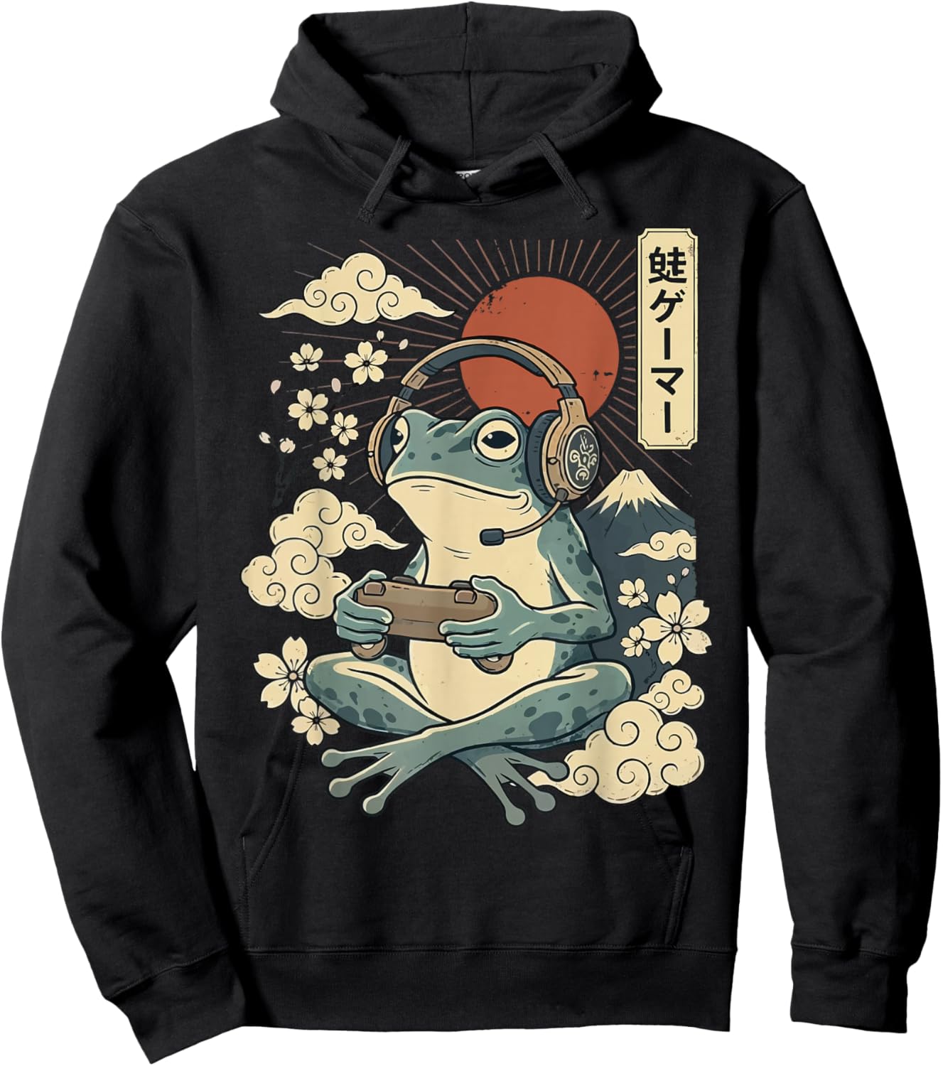 Japanese Gamer Frog Japan Anime Gaming Hoodie - Hoodie | Black