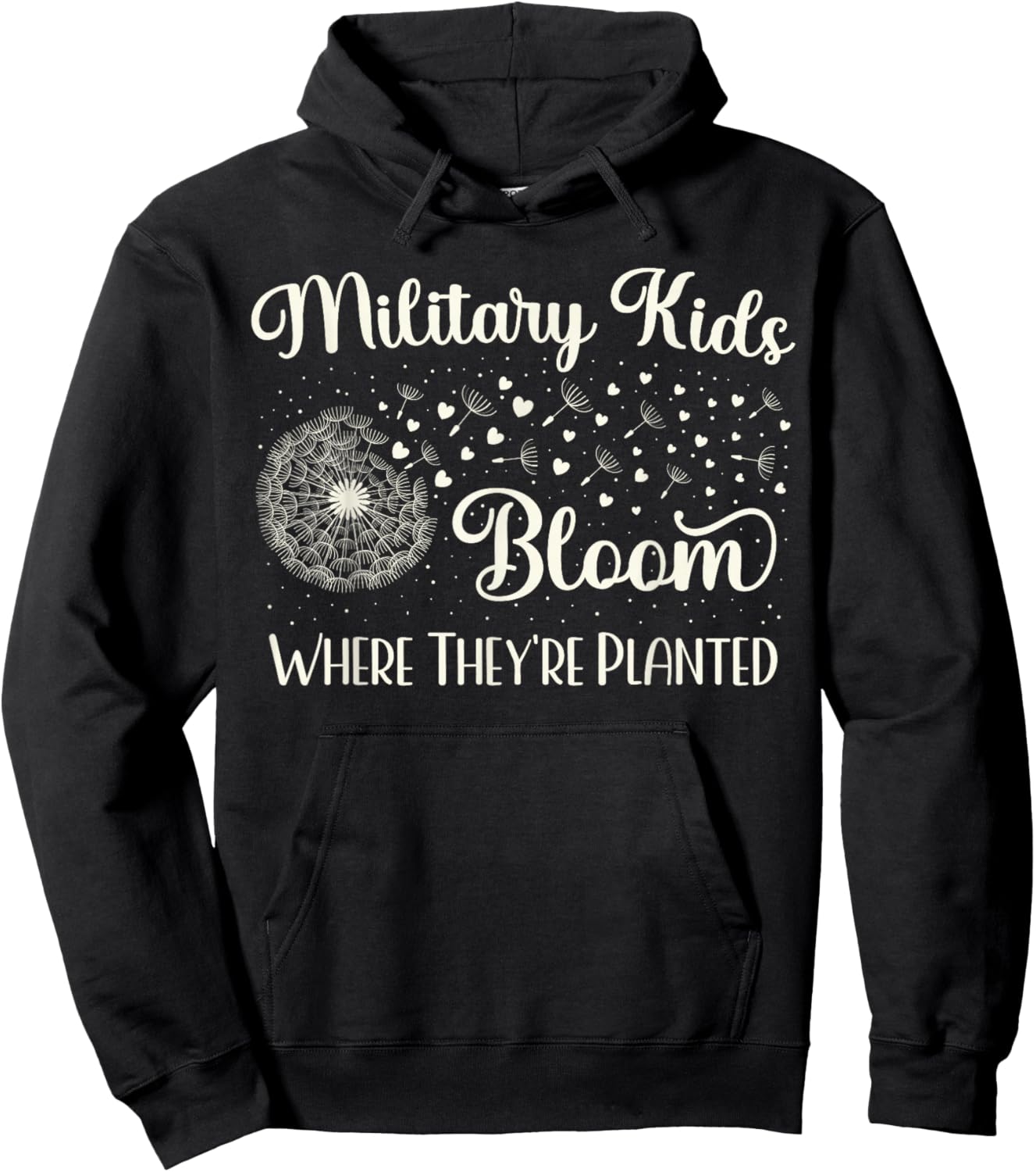 Military Child Month | Dandelion Bloom Military Kids Purple Hoodie - Hoodie | Black