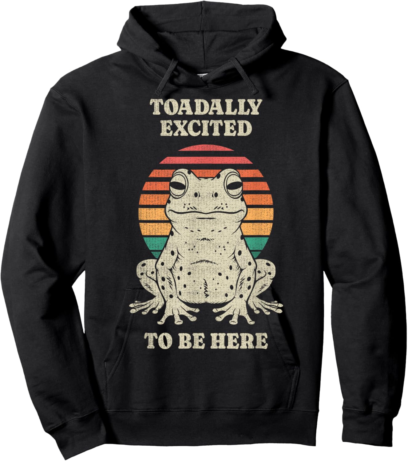 Funny Toadally Sarcastic Frog Toad Lover Animal Retro 70s Hoodie - Hoodie | Black
