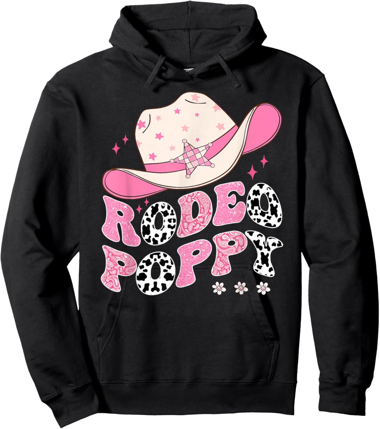 Rodeo Poppy Pink CowGirl 1St Birthday Family Matching Hoodie - Hoodie | Black
