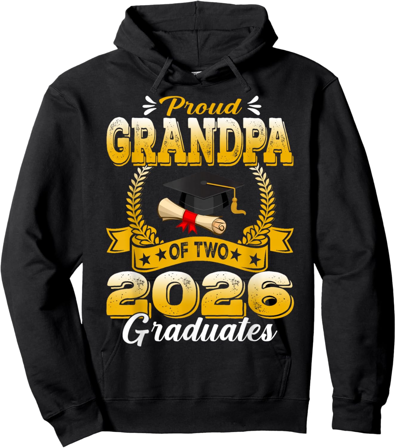 Proud Grandpa of Two 2026 Graduates Hoodie - Hoodie | Black