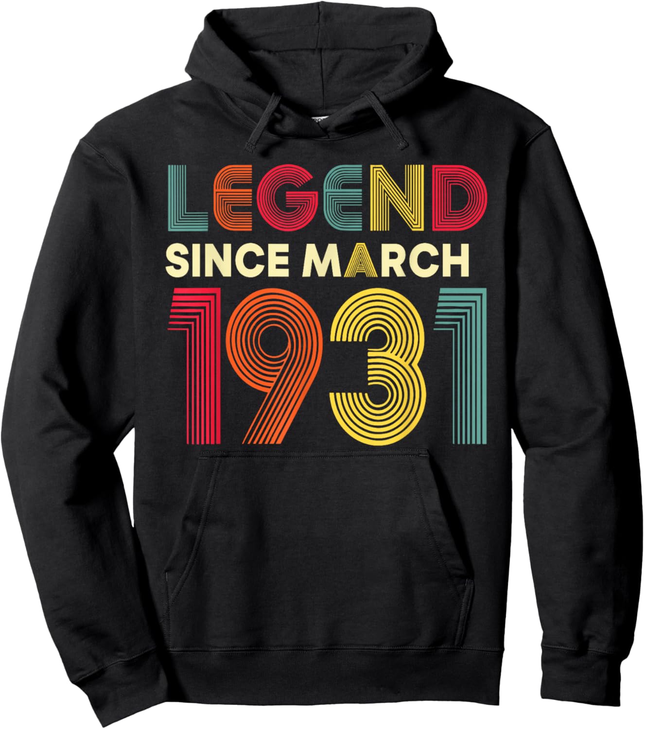 Legend March 1931 95th Anniversary Men Women 95 Years Hoodie - Hoodie | Black
