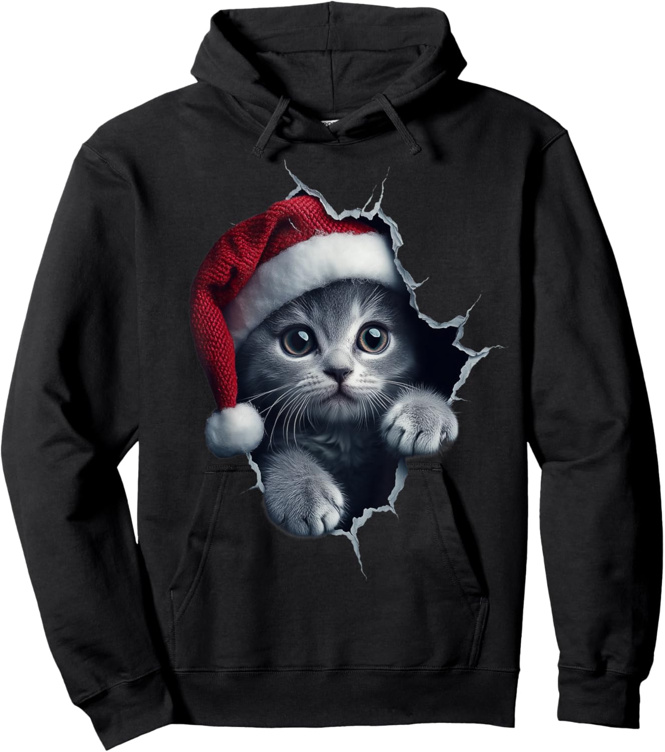 Funny Christmas Cat Lover Cats Owner Xmas Cute Cat Hoodie - Hoodie | Black