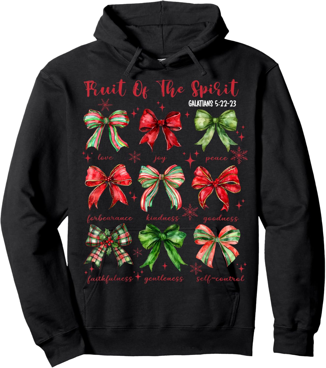 Coquette Bow Fruit Of The Spirit Christmas Jesus Christian Hoodie - Hoodie | Black