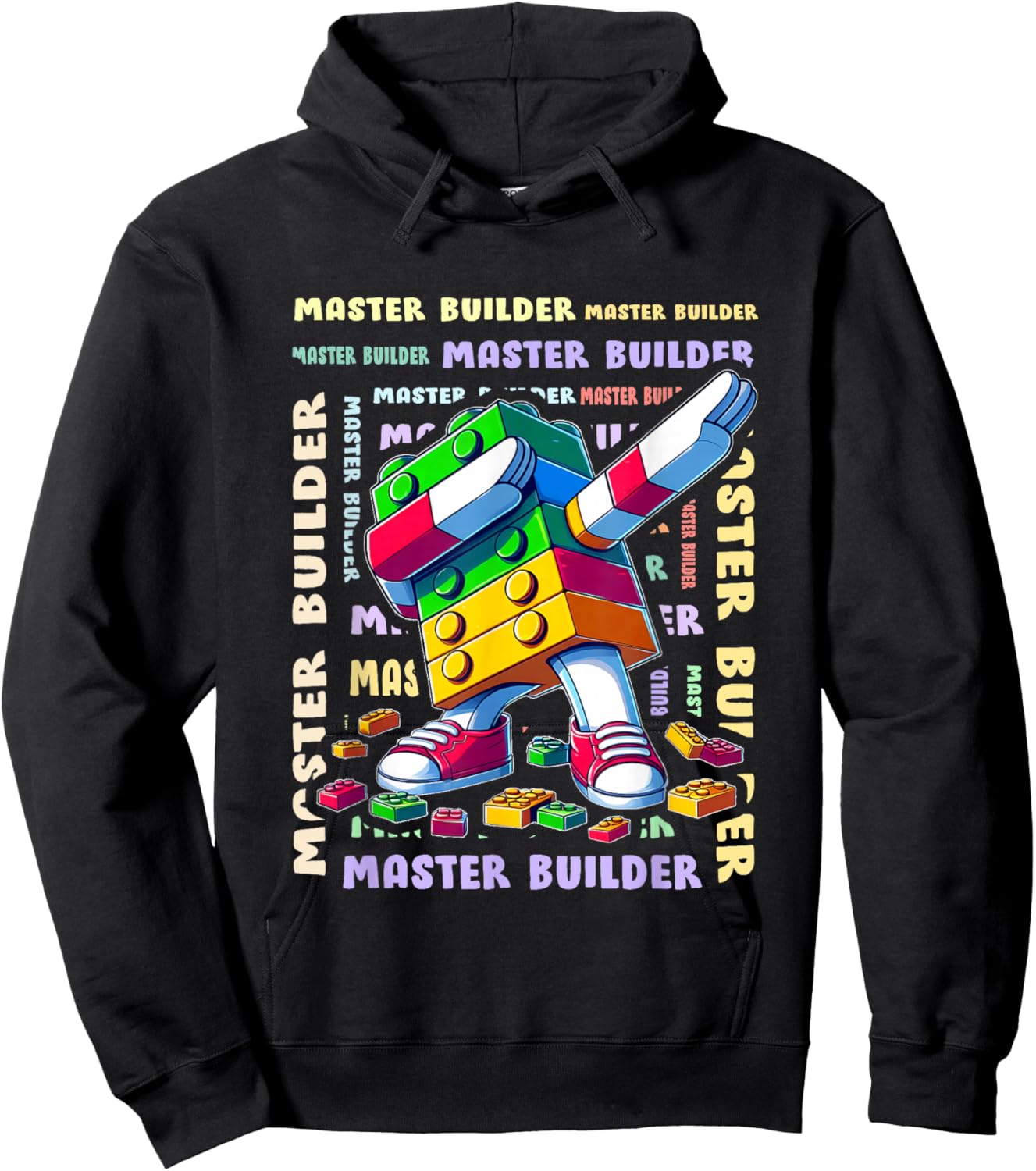 Colourful Master Builder Dabbing Blocks Bricks Builder Hoodie - Hoodie | Black