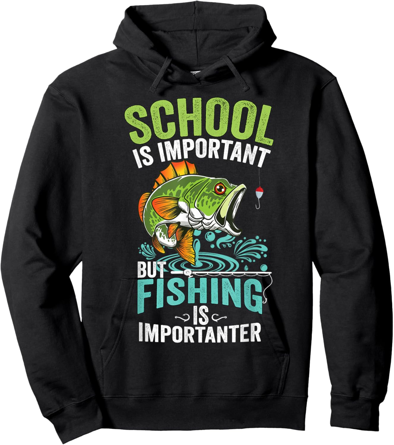 Funny Fishing For Boys Kids Fish Saying Bass Fisherman Hoodie - Hoodie | Black