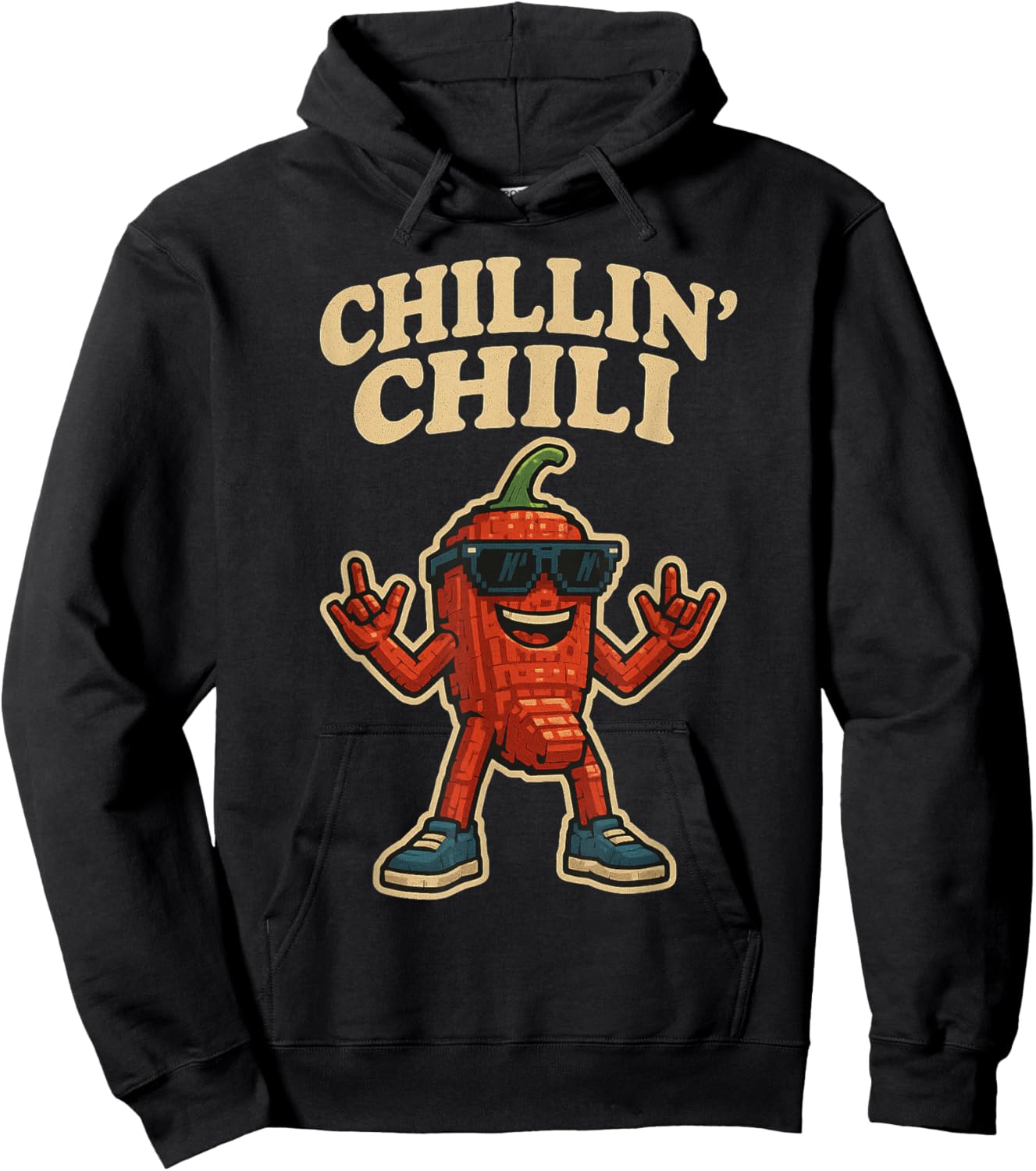 Chillin' Chili - Spicy Pepper Slang Brainrot Gaming Meme Hoodie - Hoodie | Black