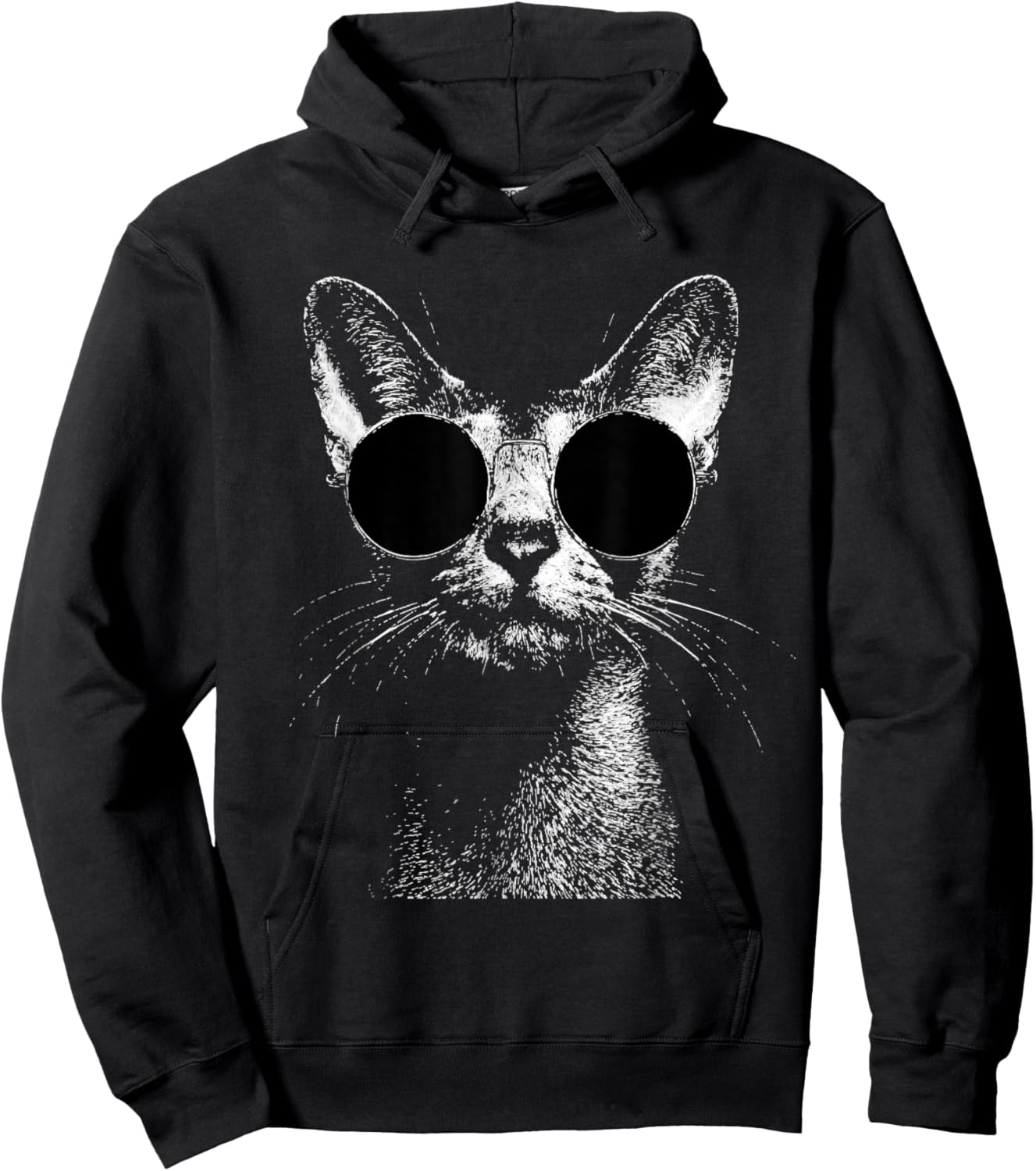 Chat abyssin Style Grunge Hipster avec Lunettes de Soleil Hoodie - Hoodie | Black