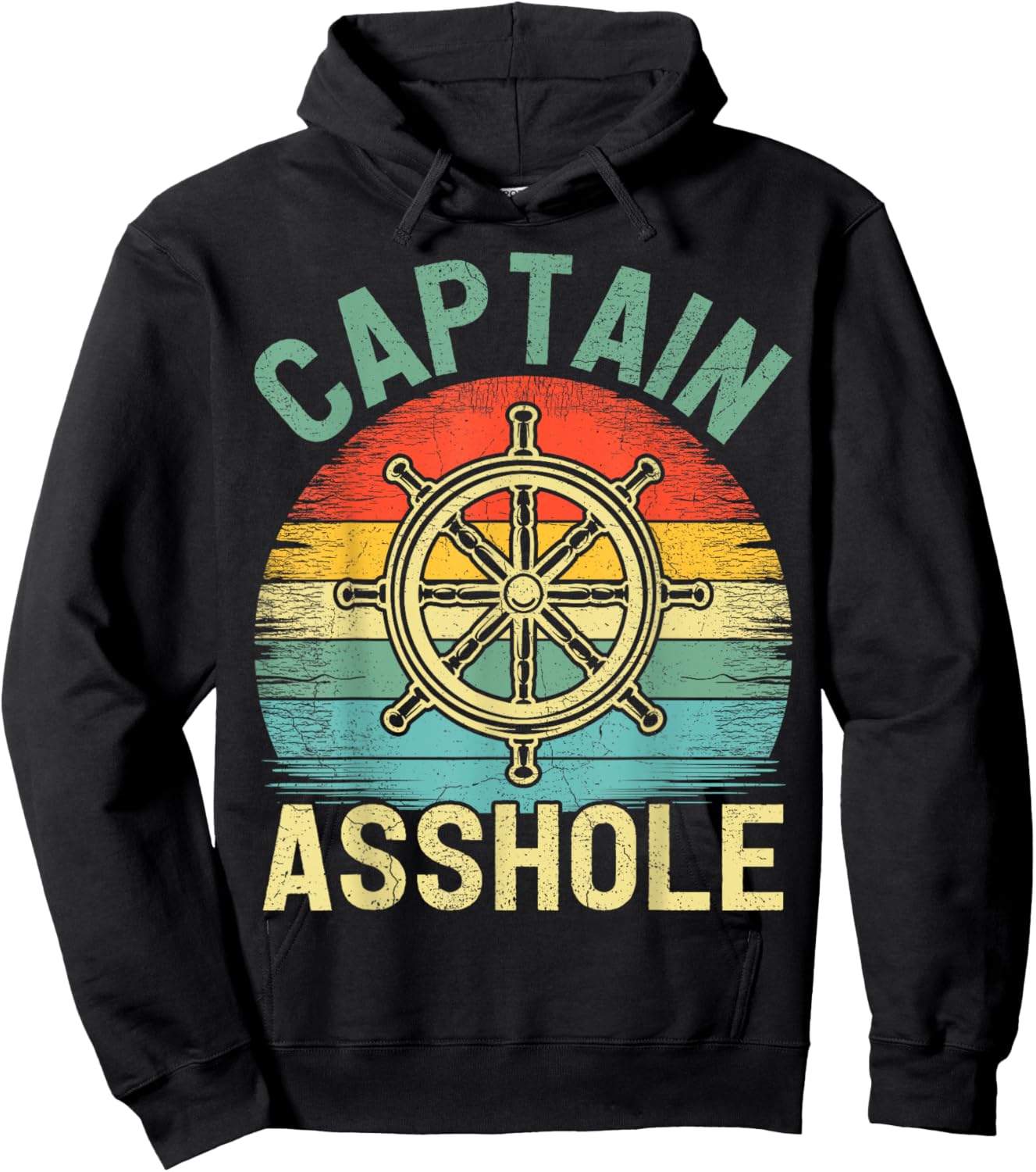 Vintage Captain Asshole Sailing Boating Boat Pontoon Captain Hoodie - Hoodie | Black