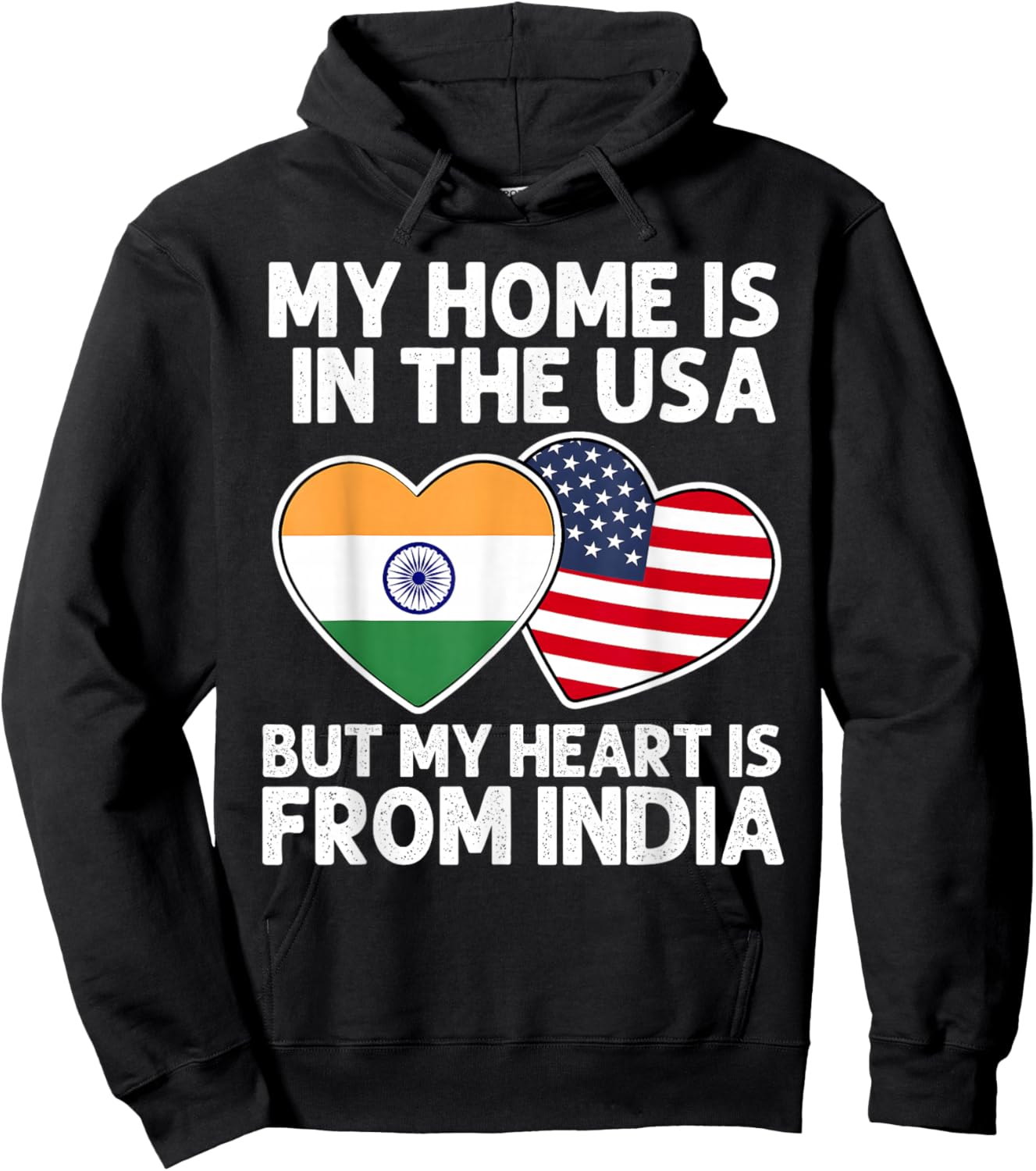 My Home USA My Heart India Indian American Pride Flag Hoodie - Hoodie | Black